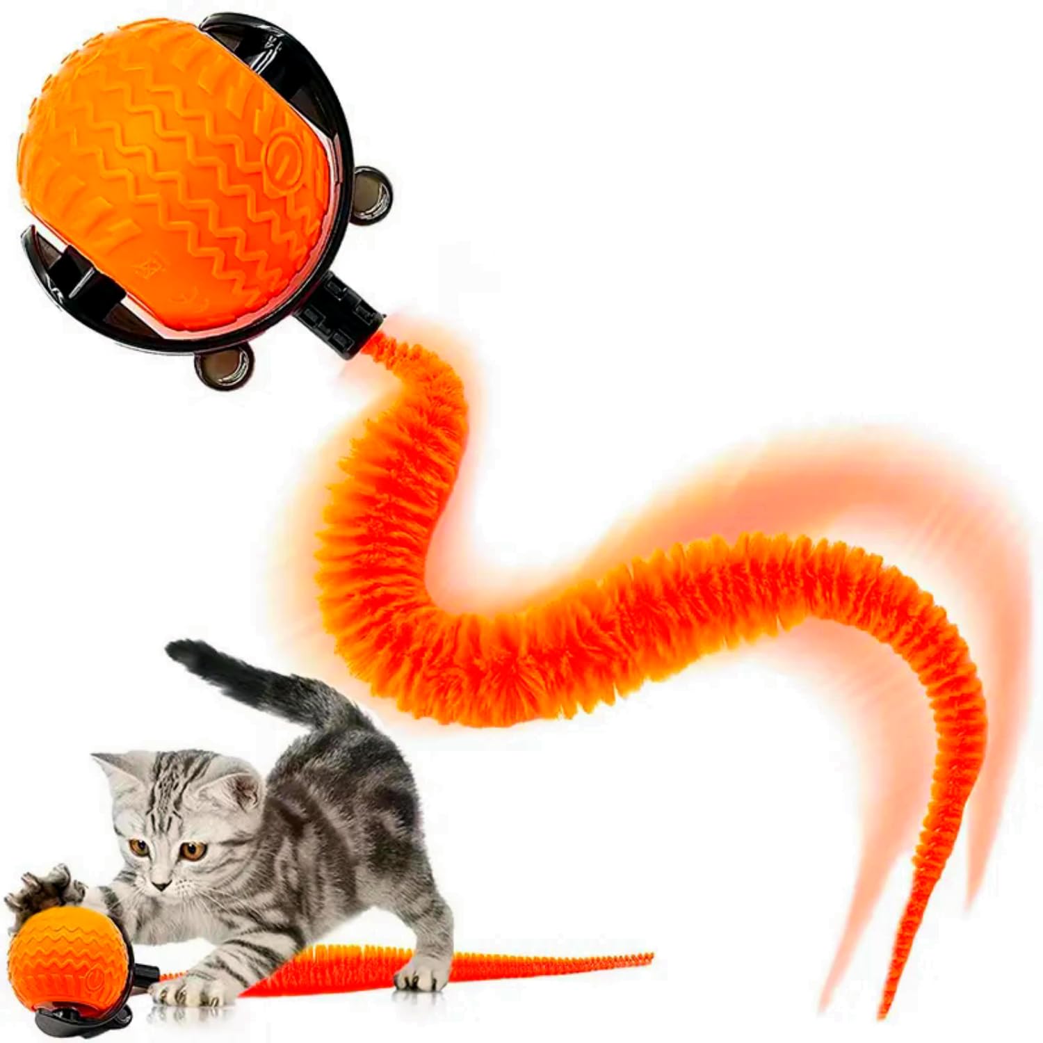 Uubei Interactive Cat Toys With Tail Rechargeable Cat Ball Toy With 3 Model Automatic Moving Balls Electric Fast Rolling Toy For