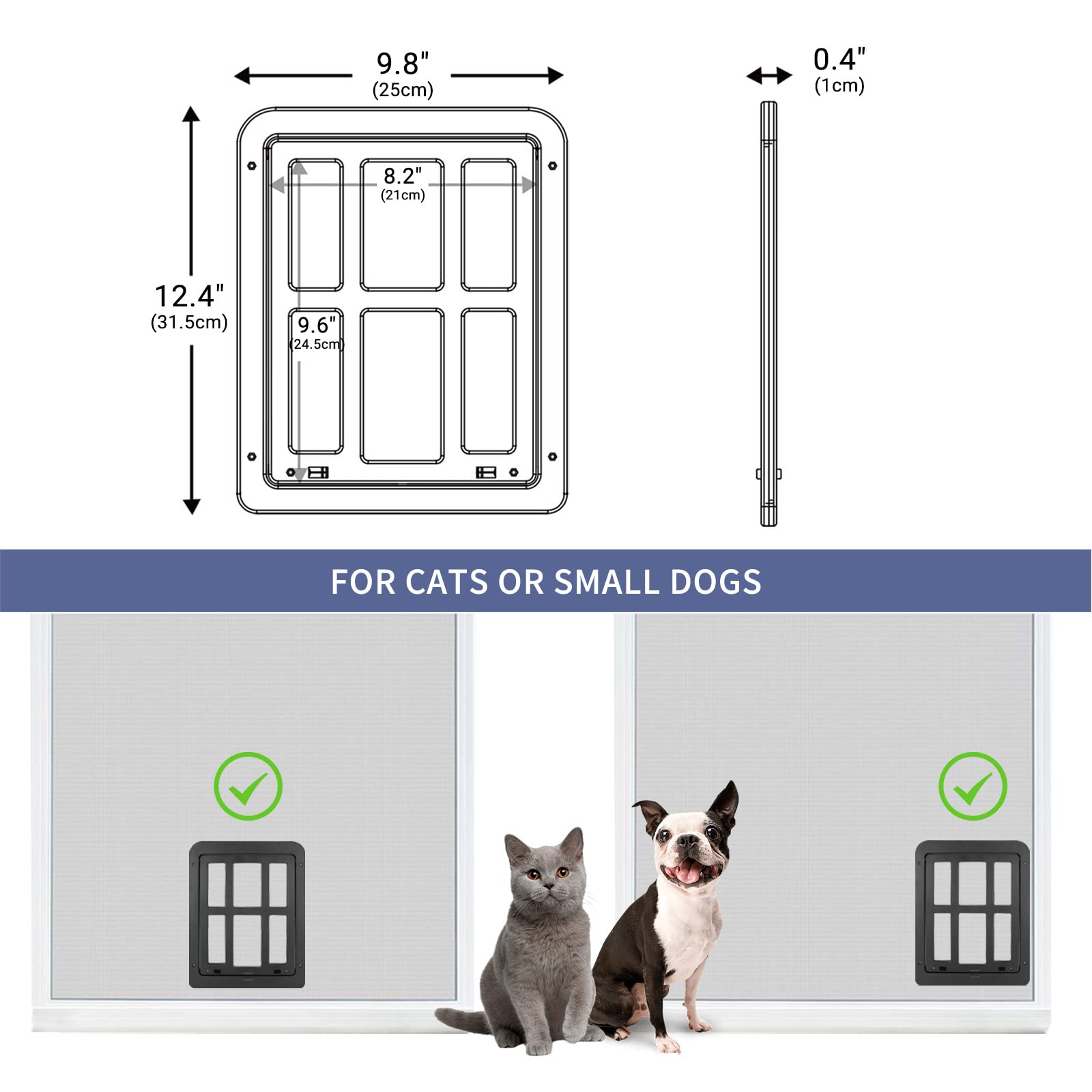 Namsan Screen Cat Door For Sliding Door 8.2 X 9.6 Inches Entrance Screen Pet Door For Small Dogs Cats Magnetic Automatic Closure Gate