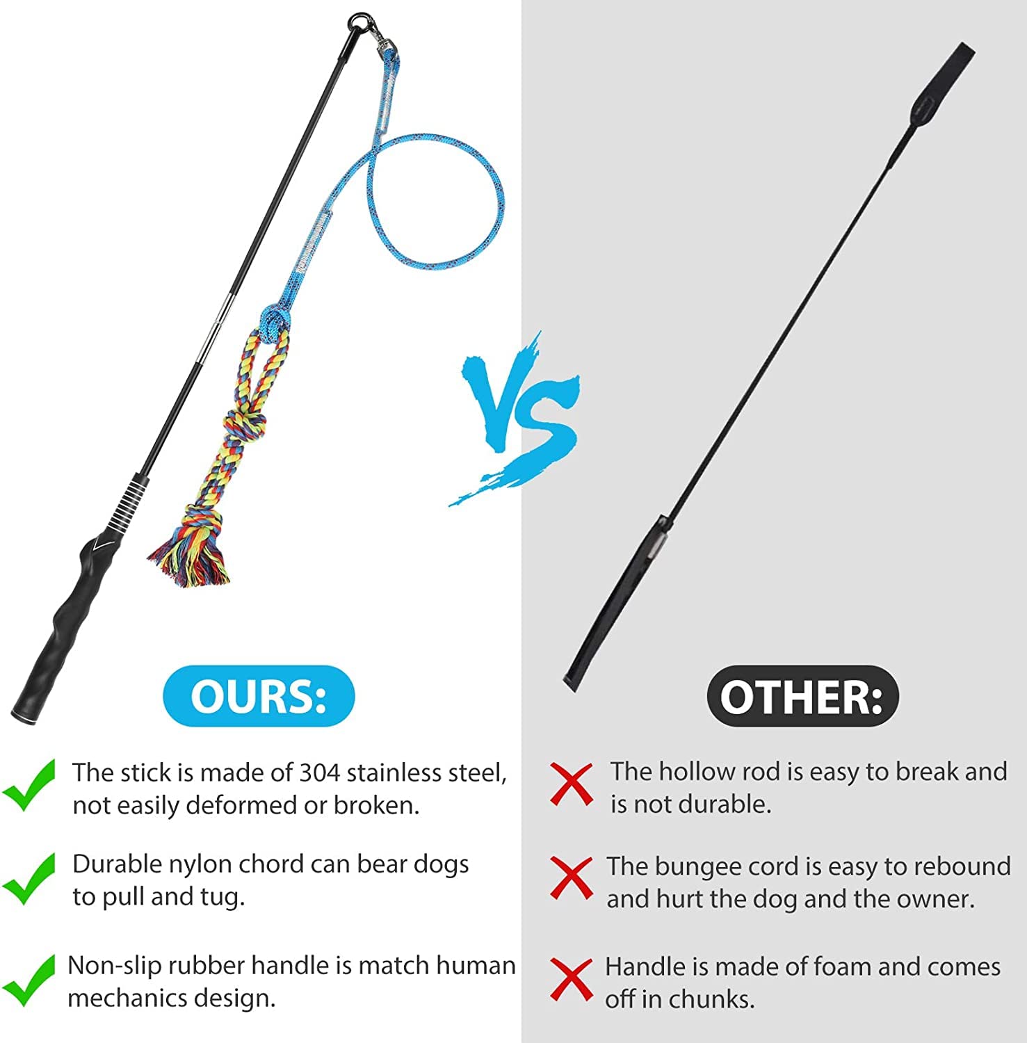 Dibbatu Flirt Pole For Dogs Interactive Dog Toys For Large Medium Small Dogs Chase And Tug Of War, Dog Teaser Wand With Lure Che