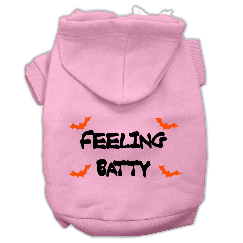 Halloween Pet, Dog & Cat Hoodie Screen Printed, 'Feeling Batty' Light Pink Sm (3-6 Lbs.)