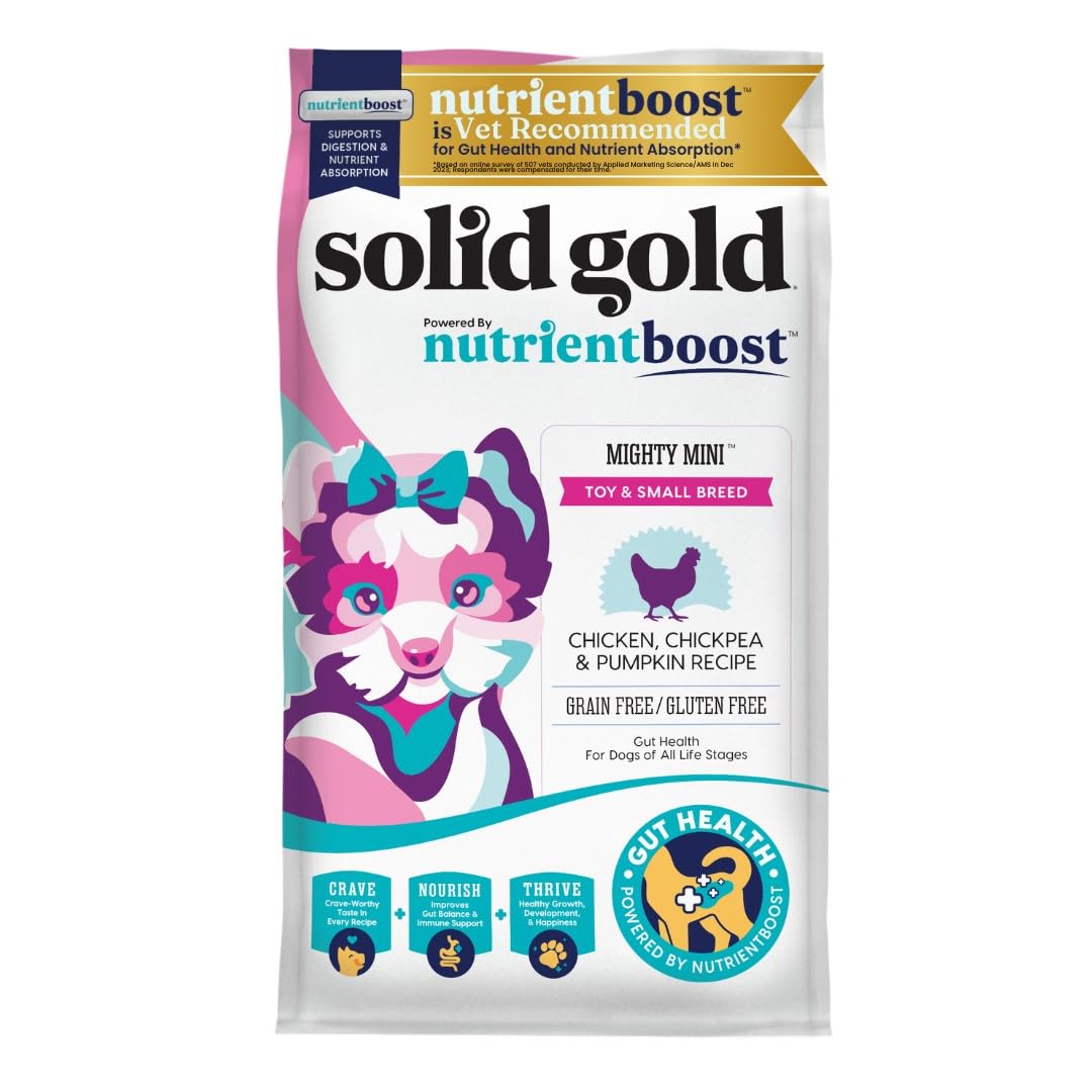 Solid Gold Nutrientboost Mighty Mini Small Breed Dog Food - Dry Dog Food Made with Real Chicken for Any Toy Breed - Grain & Glut