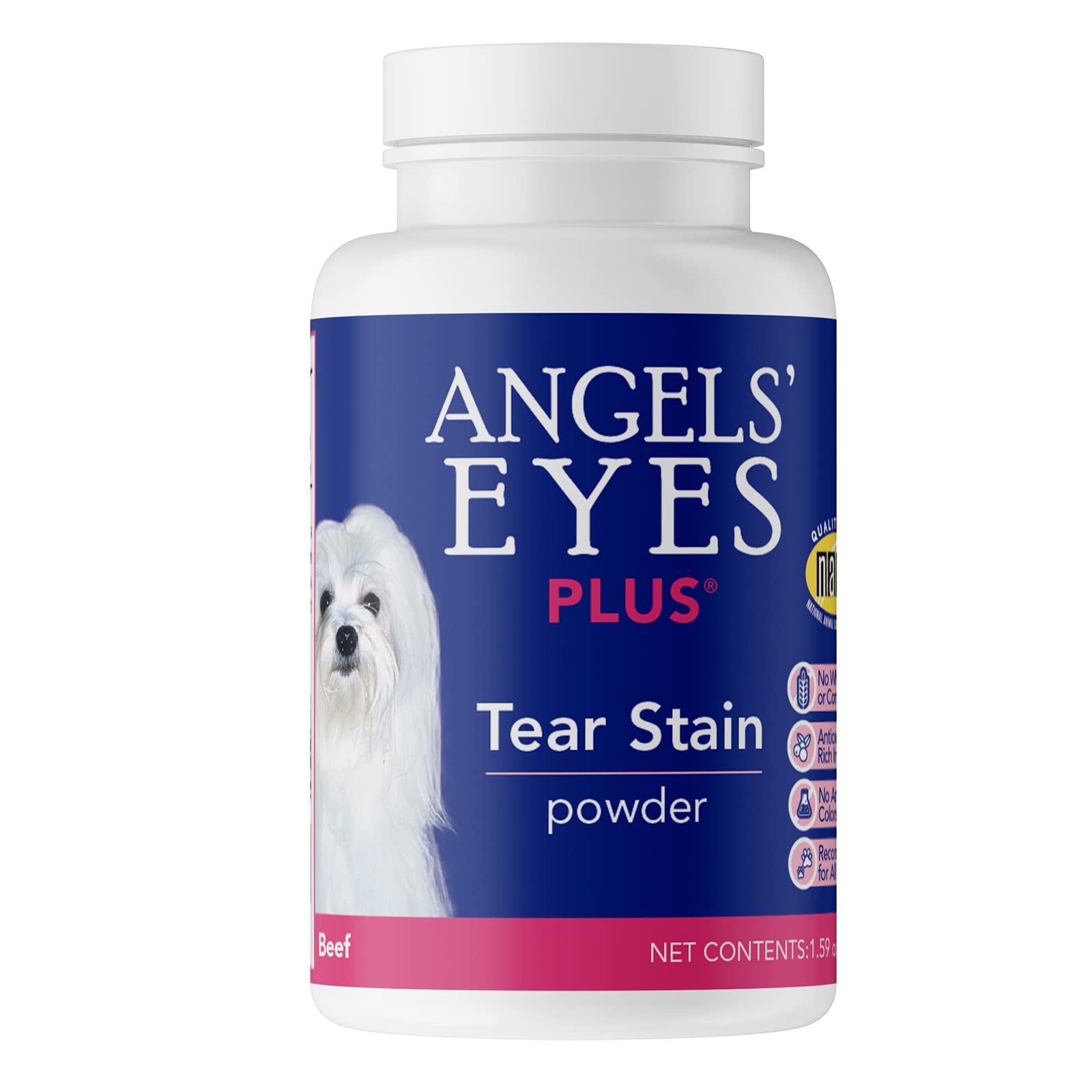 Angels Eyes PLUS Tear Stain Prevention Beef Powder for Dogs  All Breeds  No Wheat No Corn  Daily Support for Eye Health  Proprie