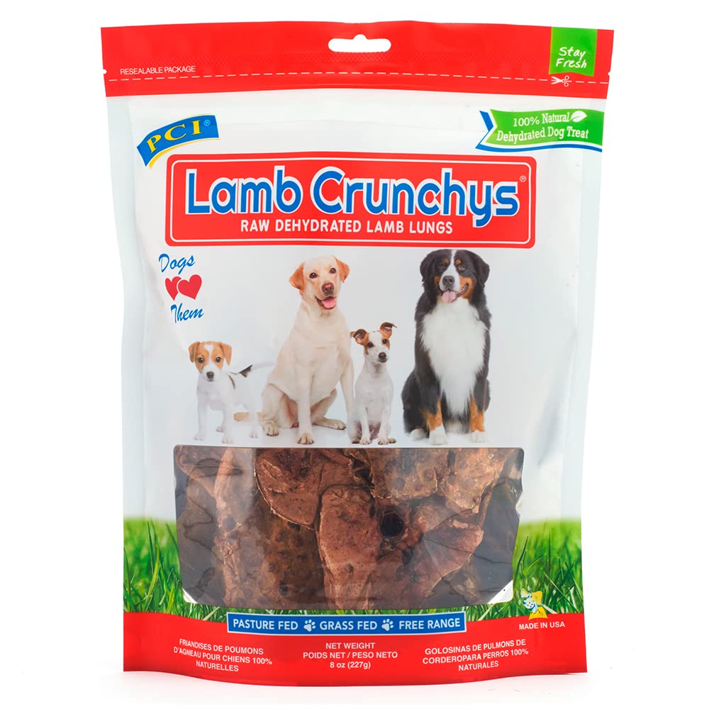 Pet Center, Inc. Pci Lamb Crunchys Raw Dehydrated Lamb Lungs Dog Treats, 8 Ounce Pack, One Size