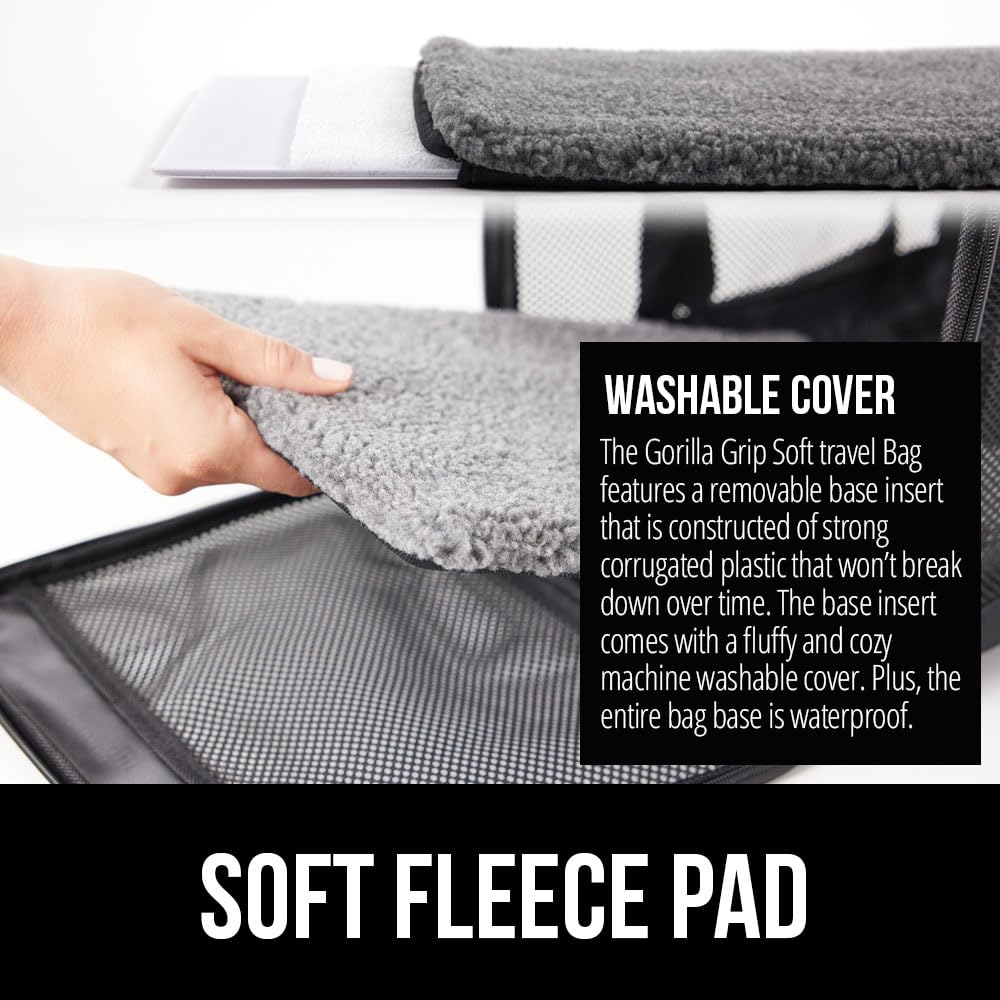 Gorilla Grip Airline Travel Cat Carrier Bag Up To 15 Lbs, Breathable Mesh Collapsible Pet Carriers For Small, Medium Cats, Small Dogs, Puppies, Portable Kennel With Soft Washable Waterproof Pad, Black