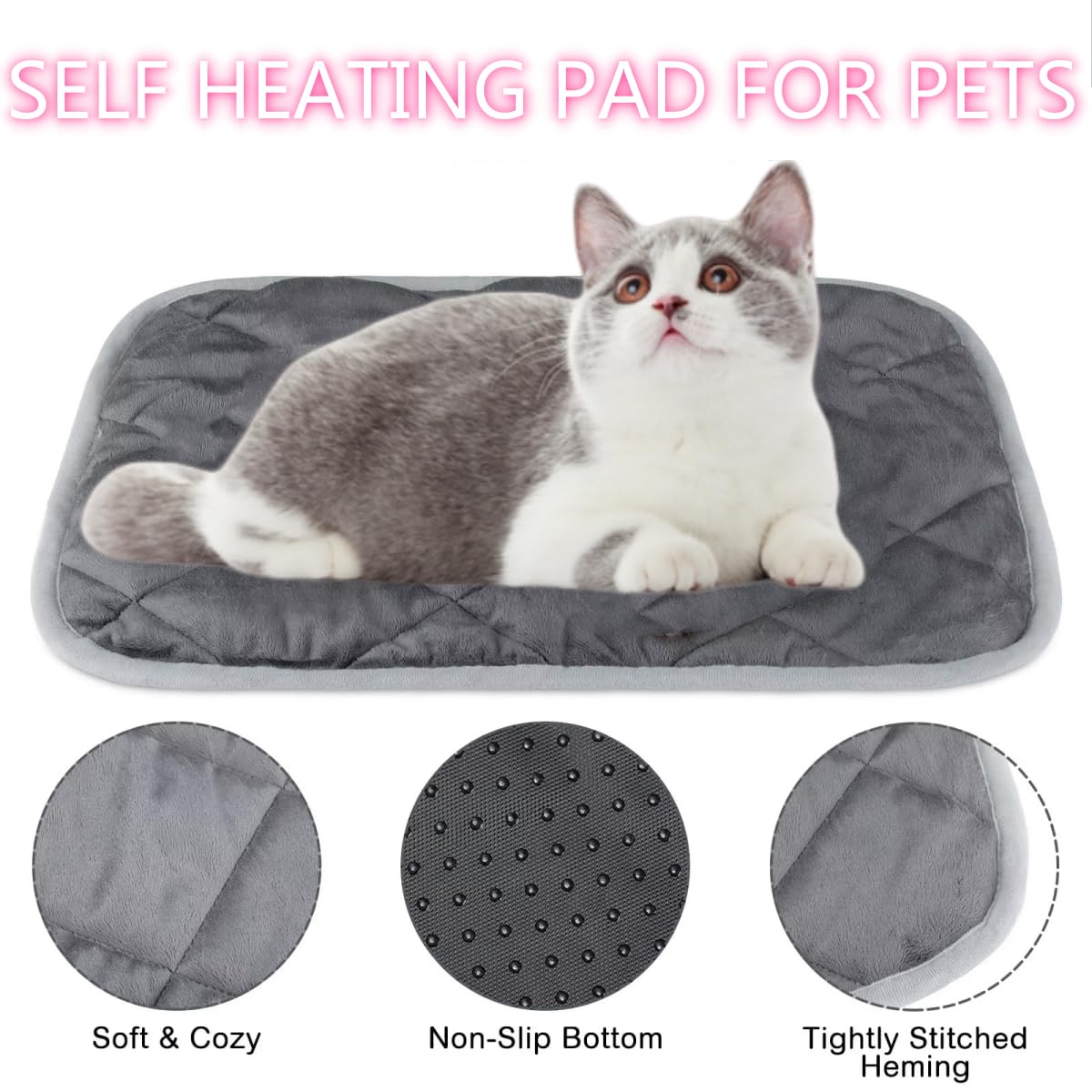 Uubei Thermal Mat Reflective Pet Heat Pad Self Heating Pad Non-Slip Washable Self Heating Mat For Indoor Dogs And Cats 27.5''X19