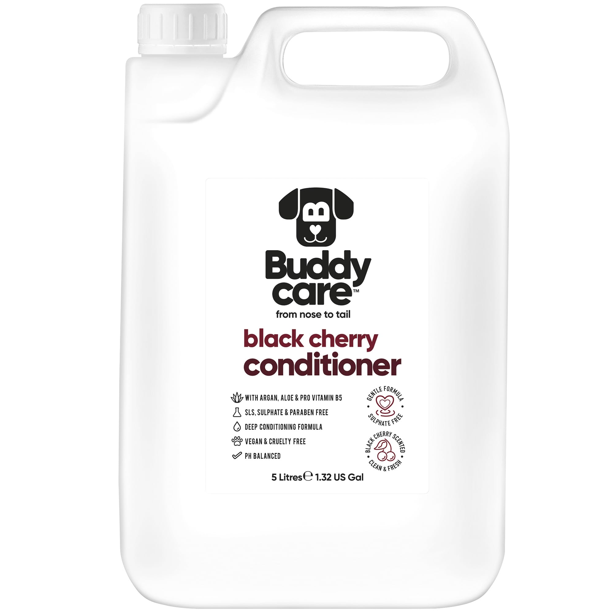 Buddycare Black Cherry Dog Conditioner (169.07oz) Made with Aloe Vera, Argan Oil & Pro Vitamin B5 | Detangle Matted Coats & Reli