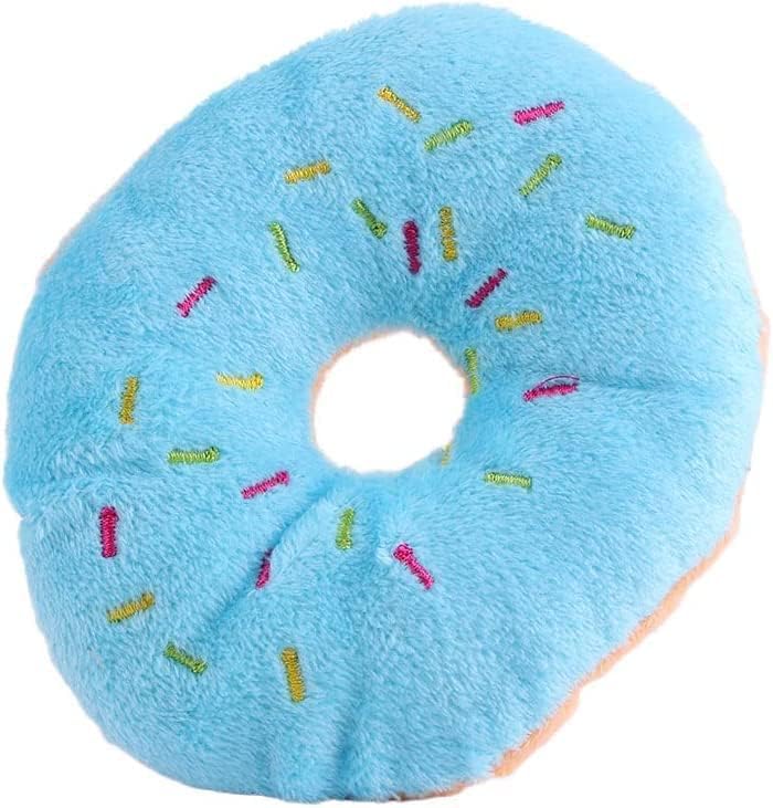 4 Pcs Donut Shape Plush Blue Pet Toy,Lovely Donut Shaped Squeaky Squeaking Sound Toy For Pet Chew Toy Squeaky Plush Dog Toy Blue