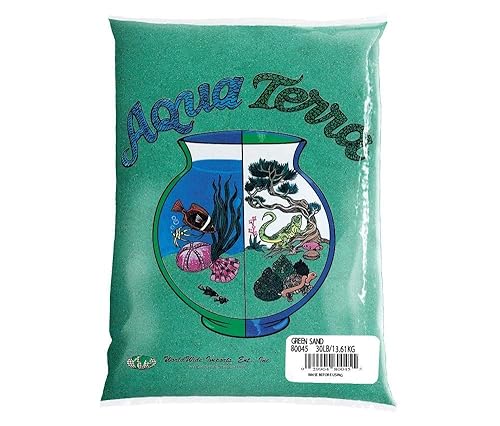 Aqua Terra Green Aquarium Sand, 5 Lbs - Premium Fish Tank Sand, Decorative Substrate, Ideal Fish Tank Accessories, Natural Coated Sand For Decorative Tanks