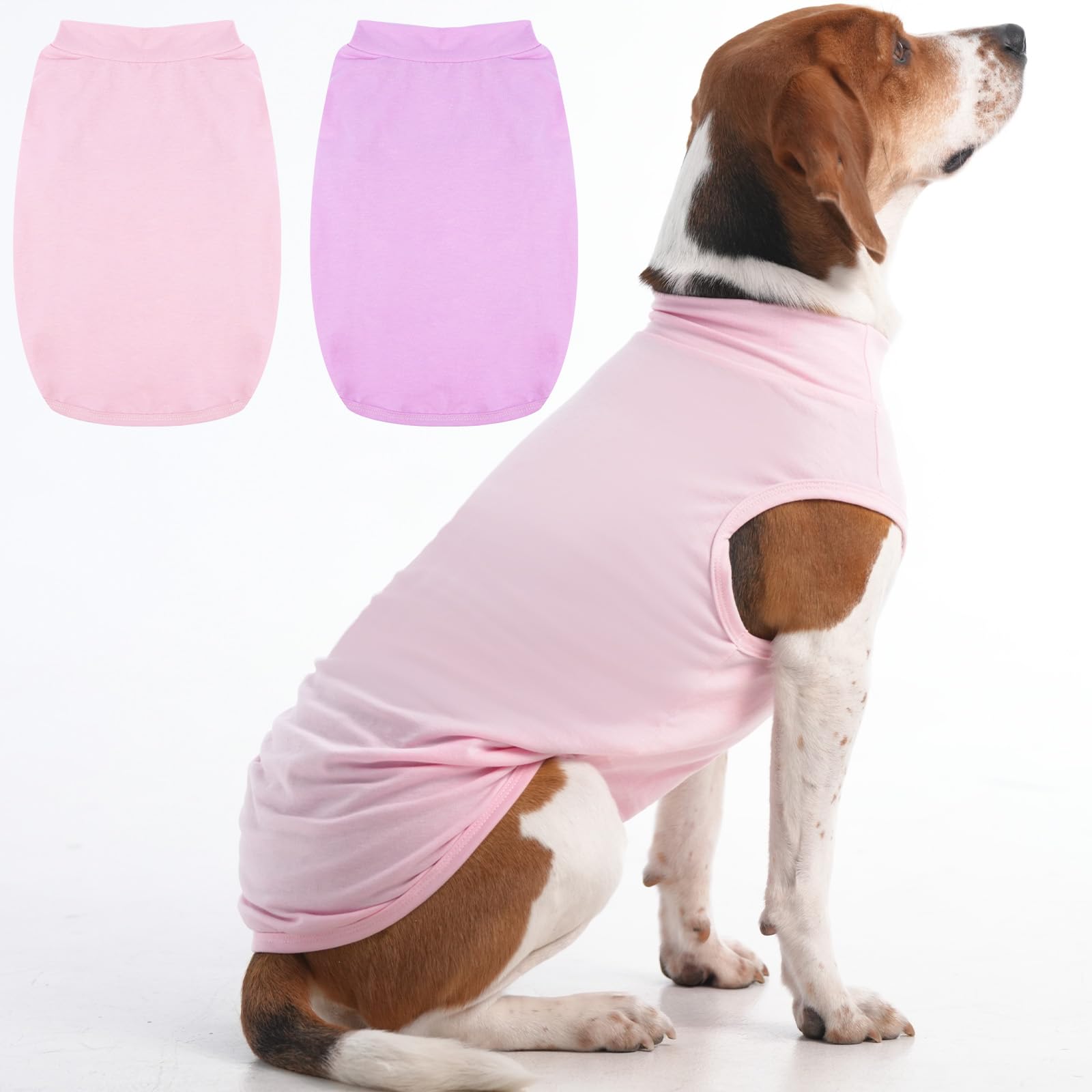 Migohi 2 Pack Comfortable Dog T-Shirt For Medium Breeds, Breathable Dog Tee For Boy Girl, Soft Dogs Pink Shirts For Park Walking