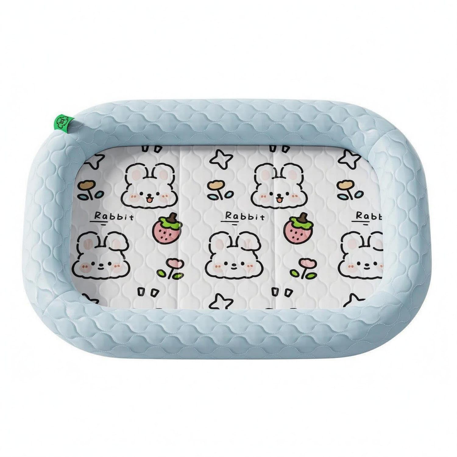 STYLEHEAVEN IceSilk Rectangular Pet Bed Mat Padded Quilted Pet Bed Mat Raised Border, 2XL, Rabbit Blue Pet Supplies | Small Ani