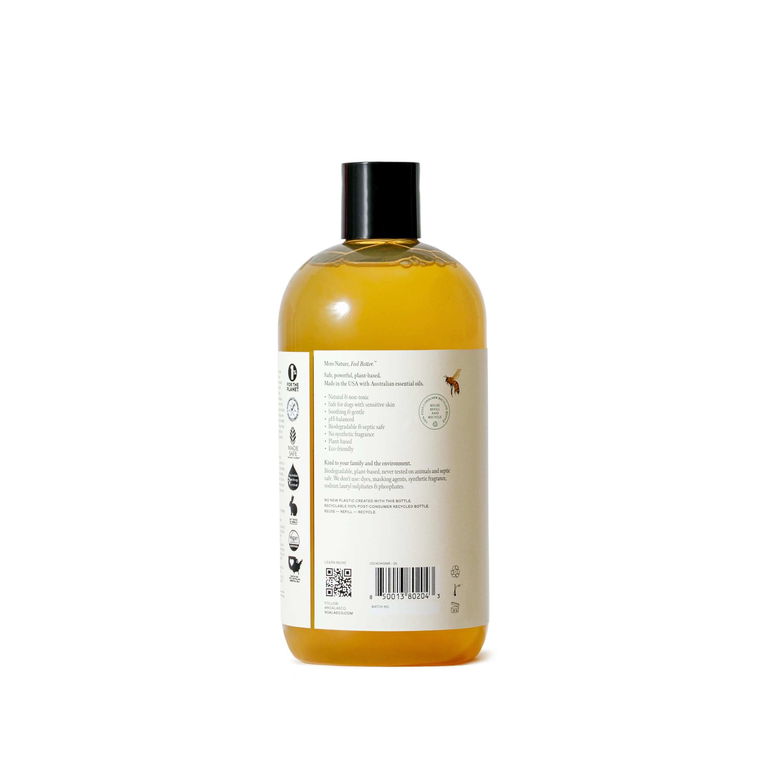 Koala Eco Natural Dog Cleaner, Plant Based Pet Shampoo, Hypoallergenic, Sweet Marjoram & Rosalina Essential Oil -16oz