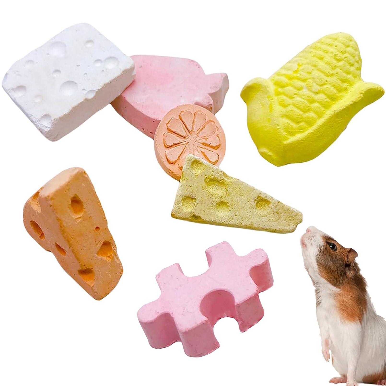 Tfwadmx Lava Block Chew Toys 7 Pcs Teeth Grinding Pet Pumice Calcium Stones For Guinea Pig Chinchilla Hamster Mouse Squirrel Bun