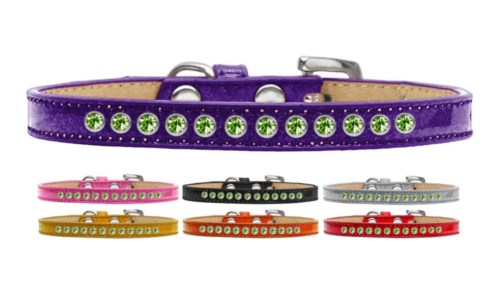 Dog, Puppy and Pet Ice Cream Collar, Lime Green Crystal Rimsets Red 14