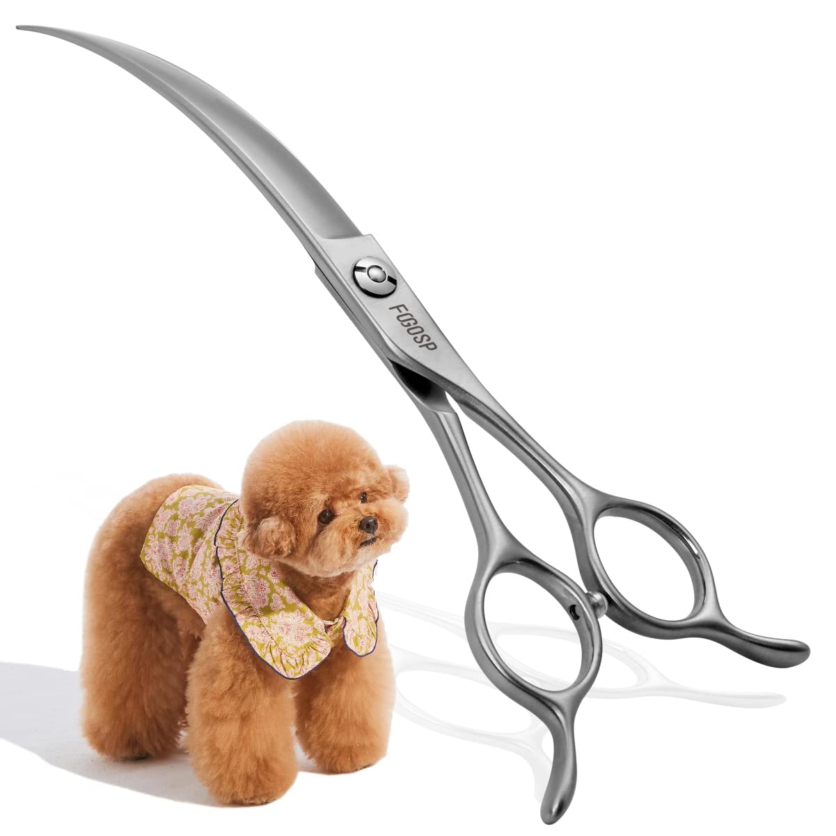 Fogosp Professional 45Curved Grooming Scissors For Dogs 6.5 In Big Arc Curved Shears For Professional Groomer Japan Vg10 High-Ca