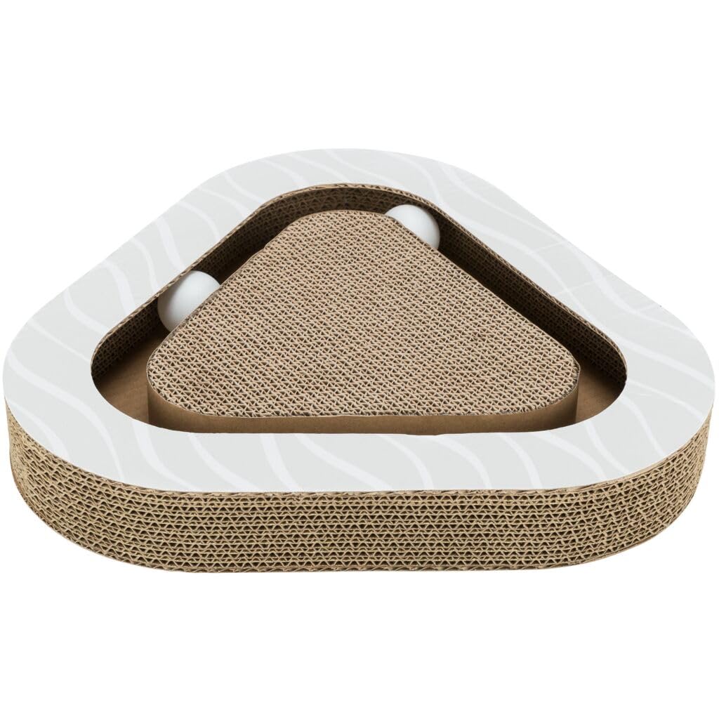 Trixie Scratching Cardboard With Balls For Cat, 36  5  36/36 Cm, Grey Color, Catnip, Engaging And Stimulating Environment For Yo