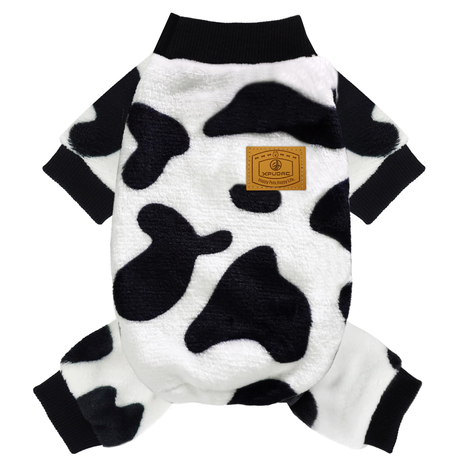 XPUDAC Cow Dog Sweater, Dog Winter Clothes for Small Medium Dogs Girl Boy Fleece Dog Pajamas for Winter Christmas, X-Small