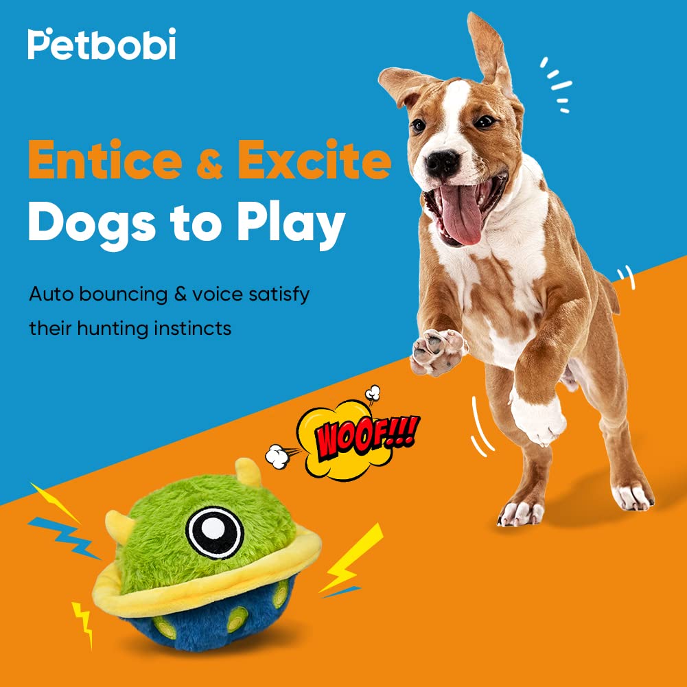 Petbobi Interactive Dog Toys Monster Plush Toy Shake Squeaky Crazy Bouncer Ball Battery Operated Toy For Small Medium Puppy Moto
