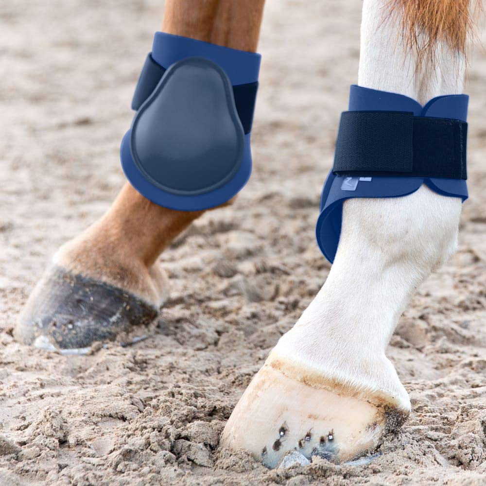 HORZE Protective Lightweight Adjustable Horse Fetlock Boots (Sold in Pairs) - Dark Dark Blue - Pony