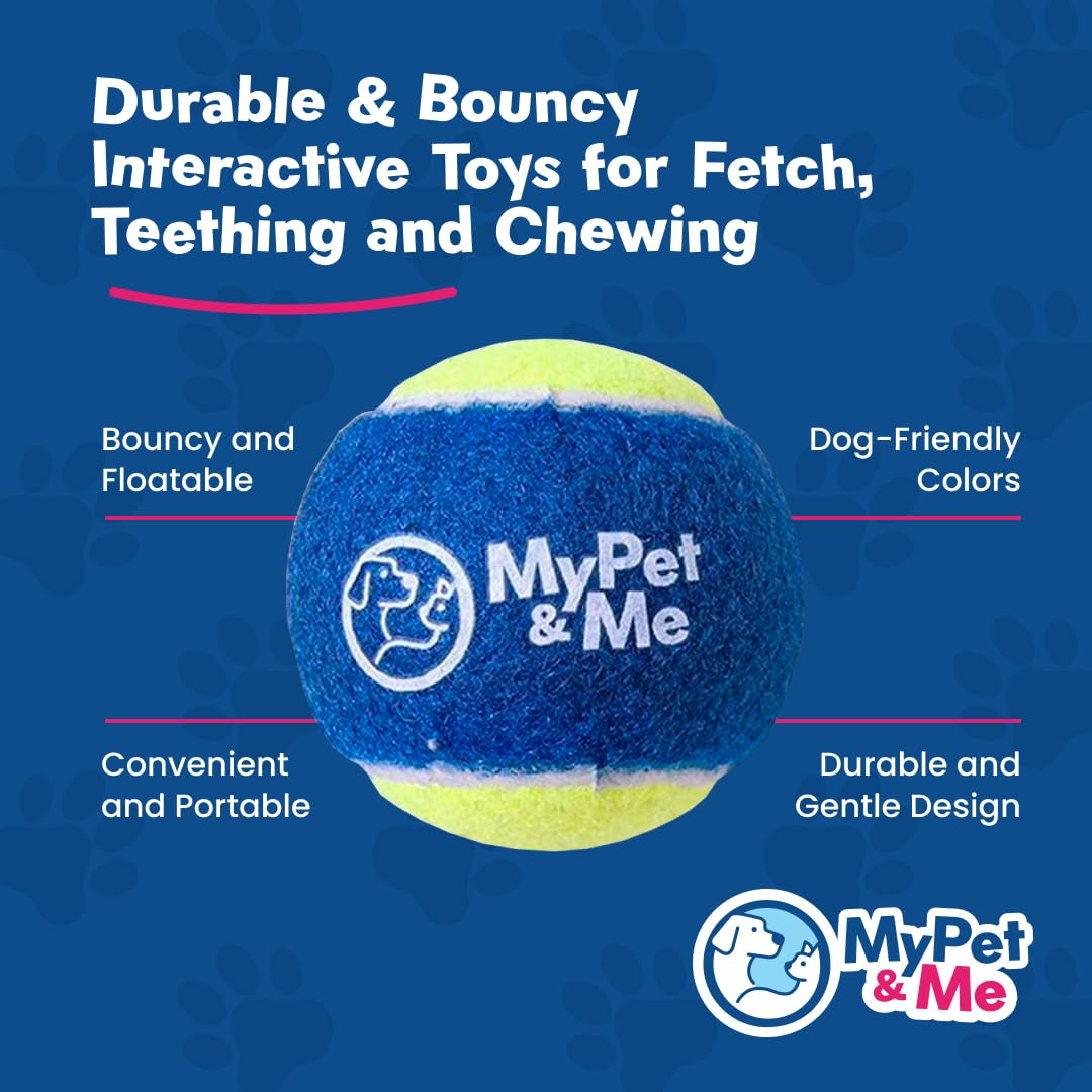 My Pet & Me - Durable Dog Tennis Balls - 2.5-Inch | Bouncy, Chew-Resistant Dog Toys For Fetch, Teething, Indoor & Outdoor Play |
