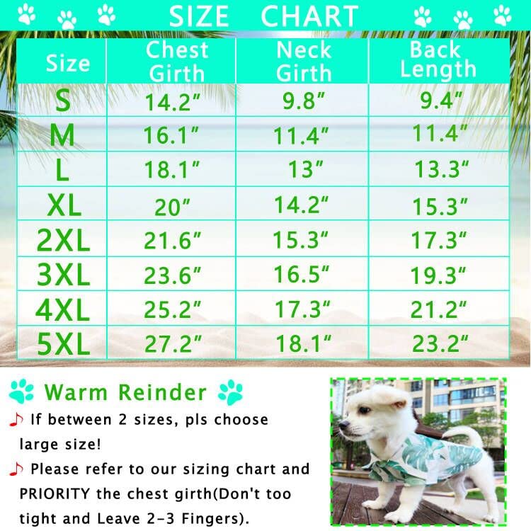 Lkex Dog Shirt Hawaiian Puppy Clothes, Leaf Printed Lapel Vest Summer Polo T-Shirt Pet Apparel Dog Clothes For Small Medium Boy