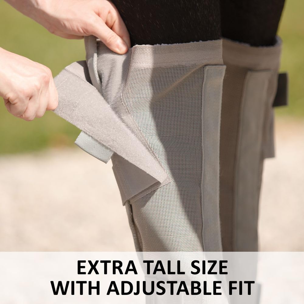 Schneiders Extra Tall BugGard Horse Fly Boots | 25" | 70% UV Protection | Durable 1000D Dura-Mesh | Gray | Size Horse | Set of 2