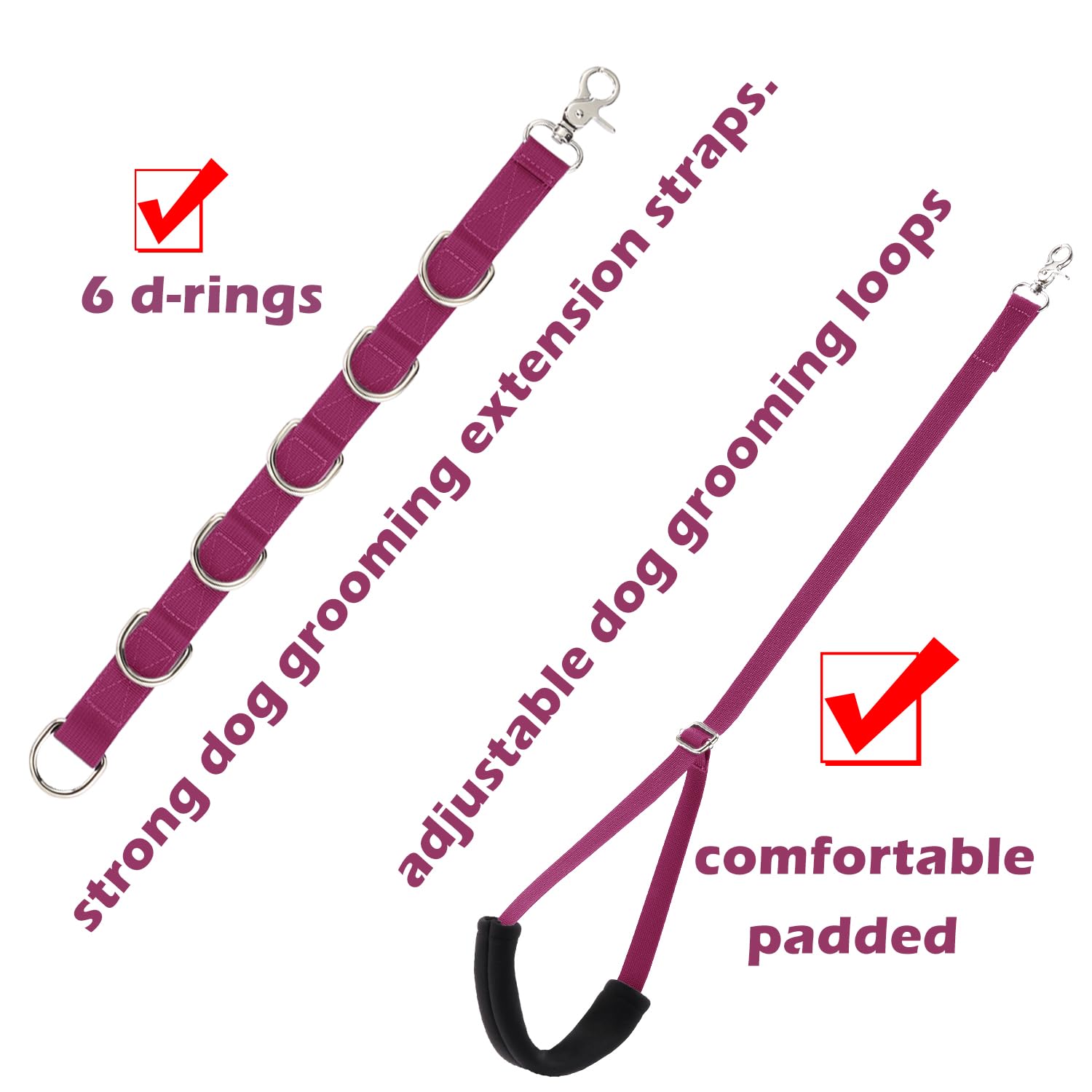 Dog Grooming Belly Straps Hot Pink Pet Grooming Supplies 3 Sets Professional Dogs Belly Band Pets Dogs Groomer Extension Strap T