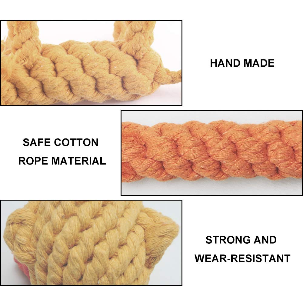 Andiker Dog Chewing Toys - 3PCS Cotton Rope Puppy Teething Cleaning and Training Durable Dog Plush Toys Lion&Carrot&Duck Toy for