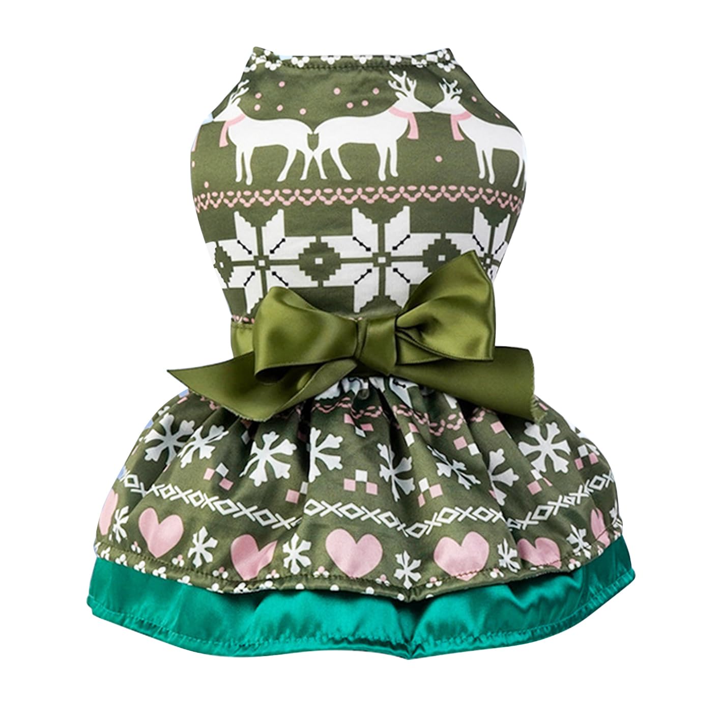 Otunrues Dog Christmas Dress, Stretchy Outfit With Bowtie For Girls, Holiday Party Lightweight Clothes For Small Dogs Cats, Gree