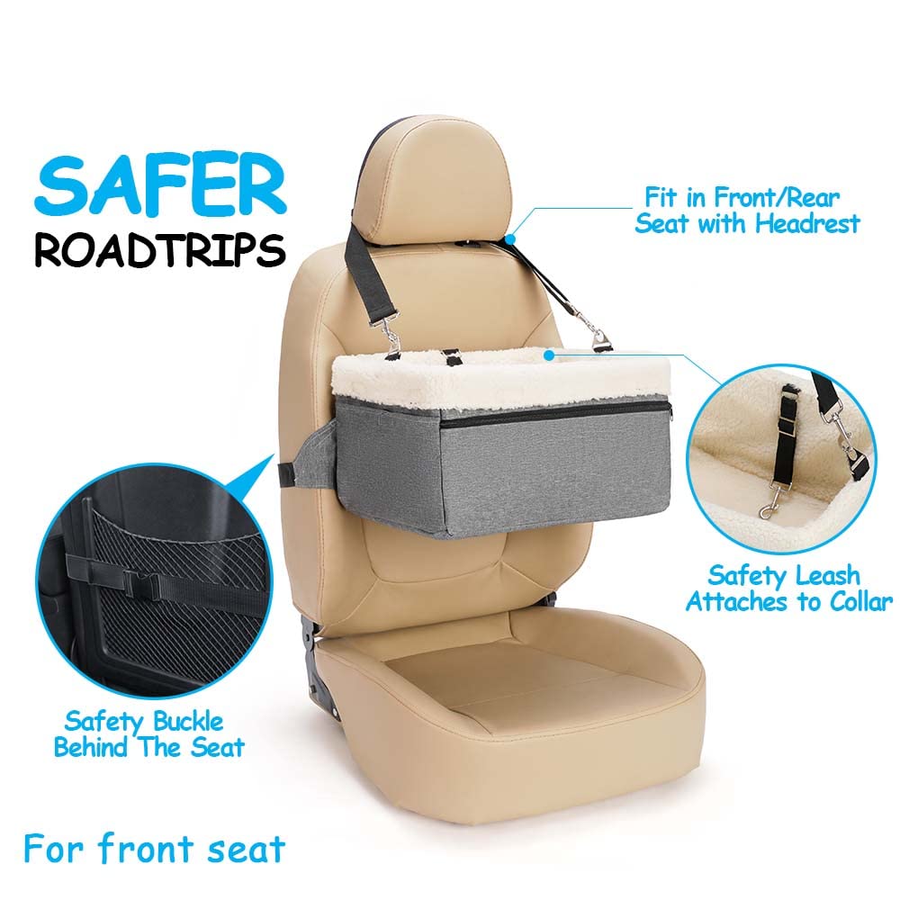 Unicitii Dog Car Seat For Small Dog, Raised Dog Booster Seat With Metal Frame, Dog Car Booster Seat Puppy Car Seat For Pets Small Dogs Cats