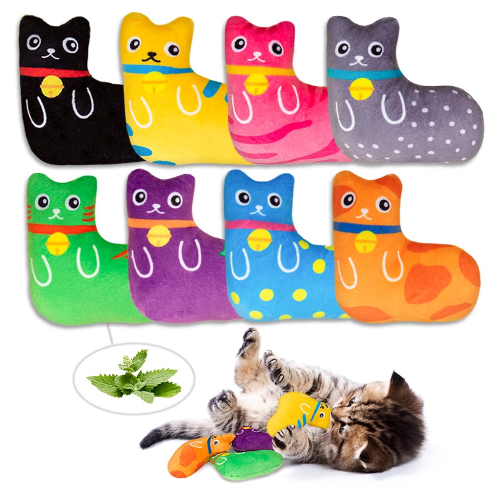 Awoof Catnip Toys For Indoor Cats, Natural Catnip Cat Toys Kitten Toys - 8 Pcs Fish Cat Toys Set For Boredom