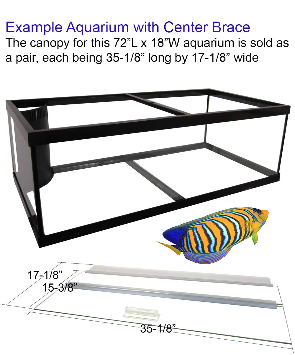 Blue Spotted Glass Canopy for 10-200 Gallon Aquariums, 72"L x 18"W, Clear, Model AM37218
