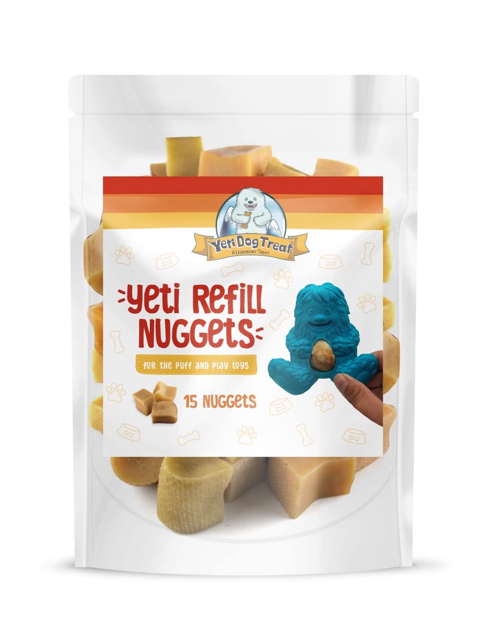 Yeti Refill Nuggets For Puff And Play Dog Toys, Natural Yak Cheese Treats For Interactive Chew Toys And Dispensers, 15 Pieces, 7 Oz