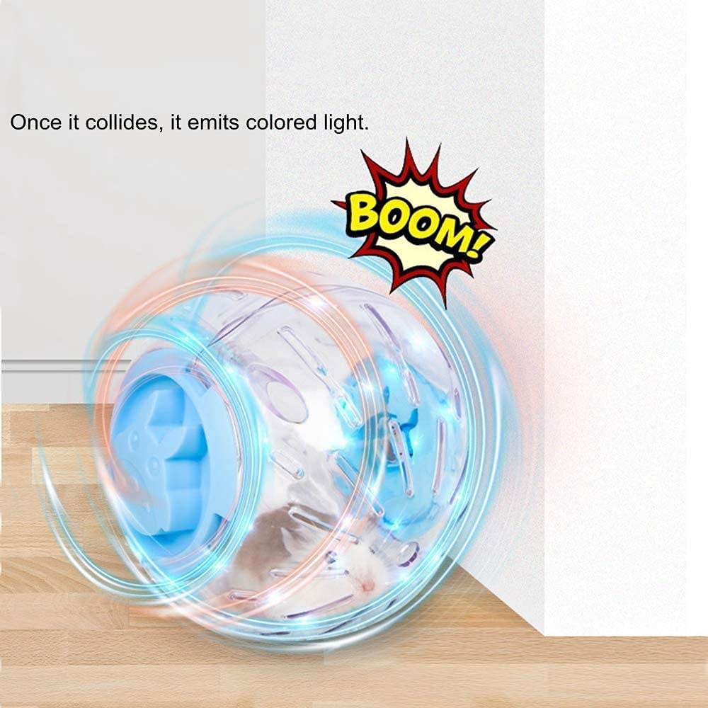 Flash Hamster Ball Crystal 12.5Cm 4.92Inch Running Activity Exercise Ball Toy Transparent Hamster Ball Small Animals Cage Accessories For Small Animals(S, Blue D)