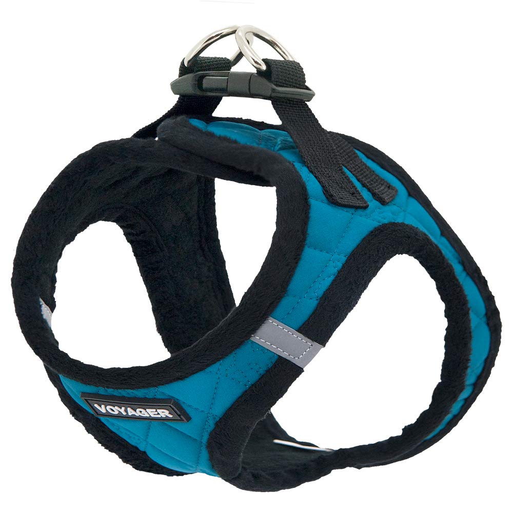 Voyager Step-In Plush Dog Harness - Soft Plush, Step In Vest Harness For Small And Medium Dogs By Best Pet Supplies - Turquoise Plush, M (Chest: 16 - 18')