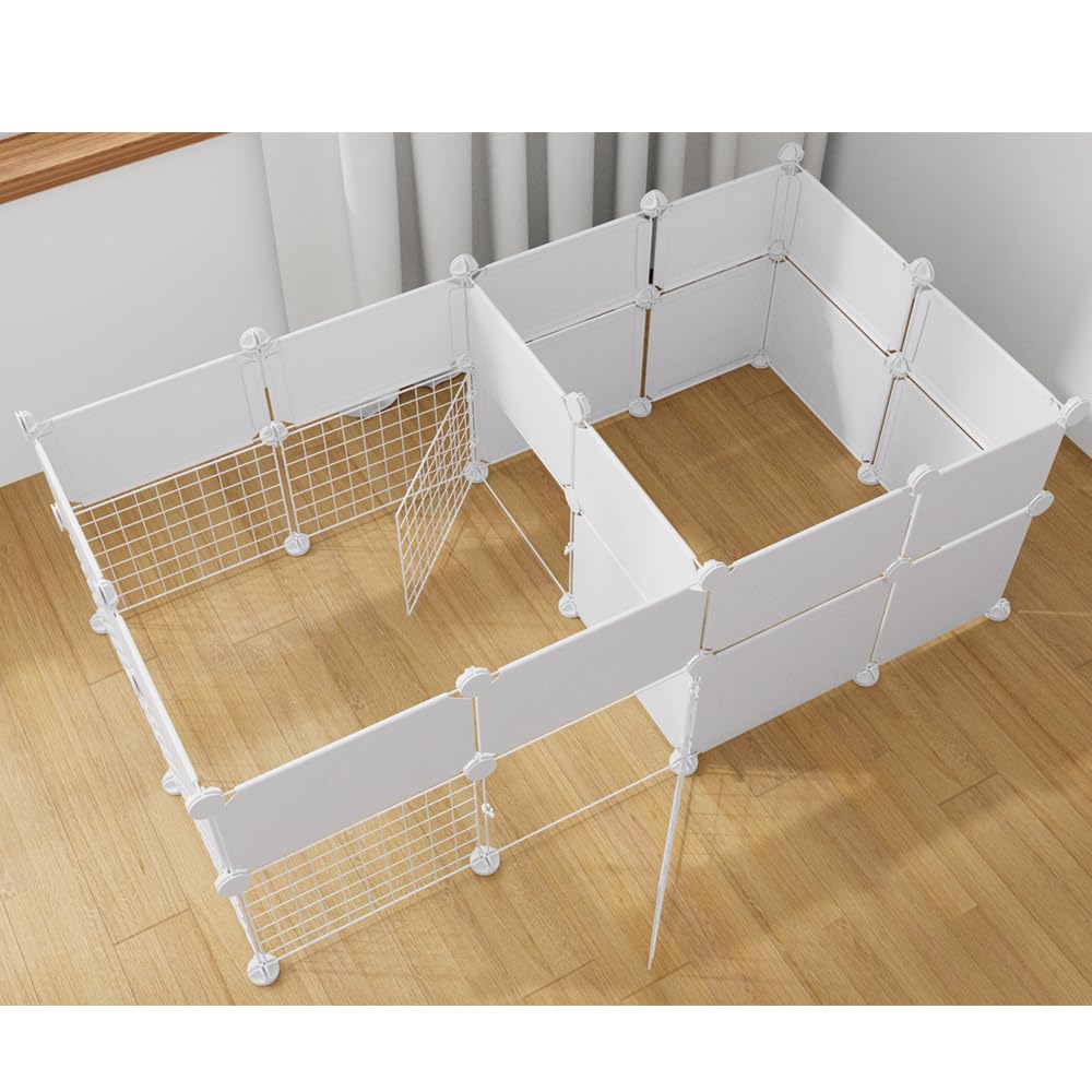 Dog Playpen Indoor With Door, Diy Puppy Play Pen Portable Metal Wire Yard Fence Small Animal Exercise Cage For Small-Sized Dog (