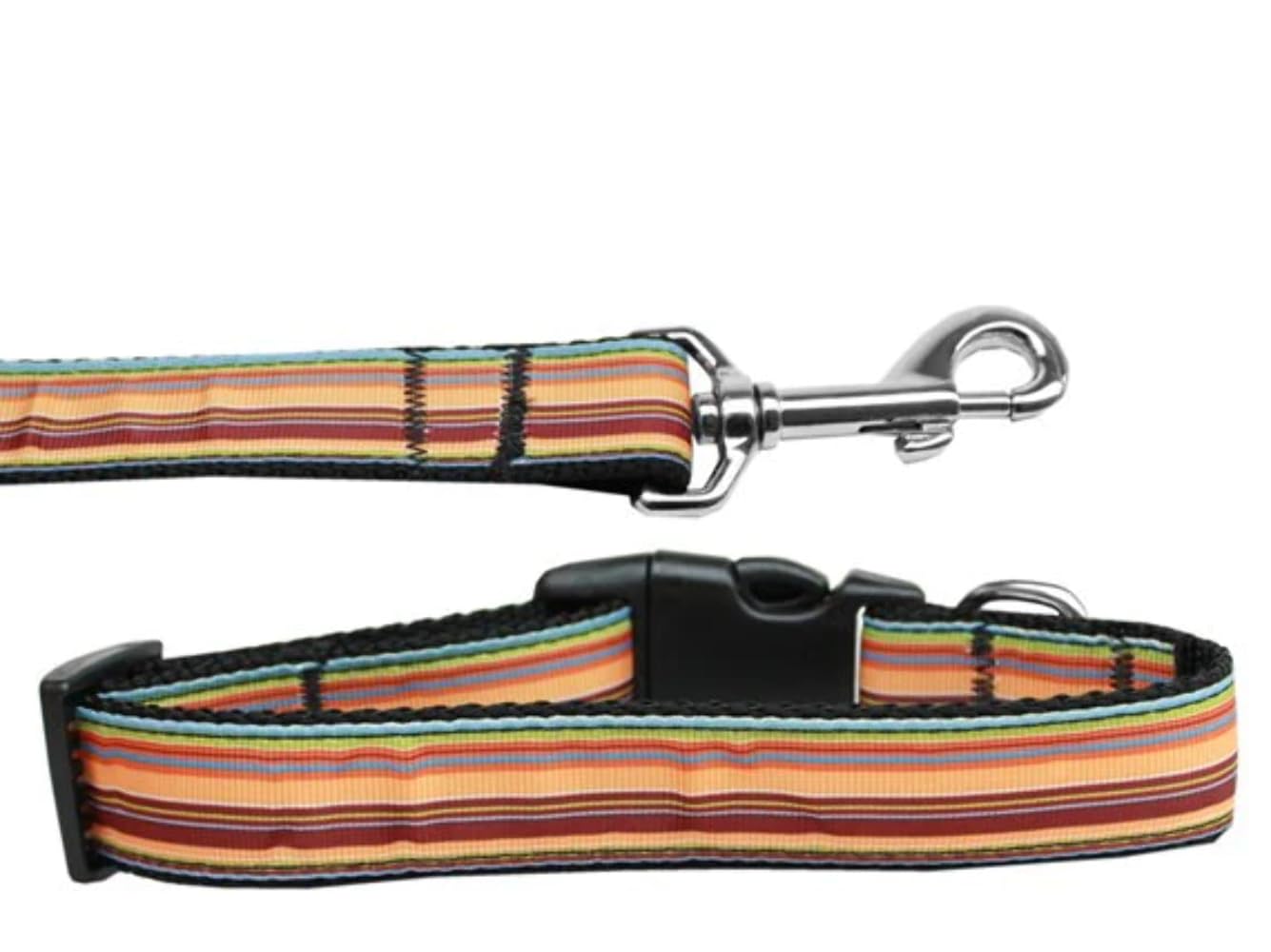 Pet Dog & Cat Nylon Collar or Leash, "Autumn Stripes" 5/8" w x 6 ft. leash
