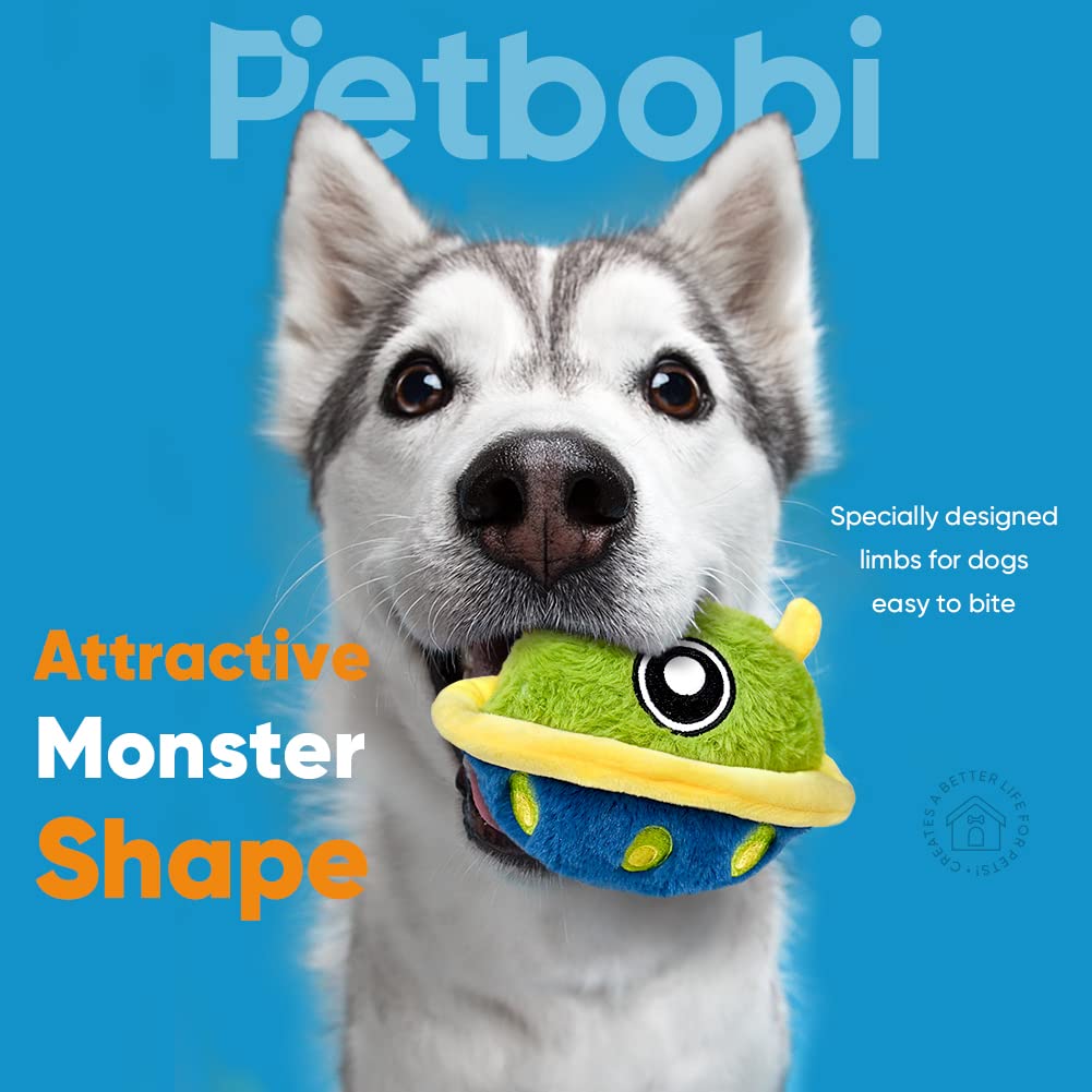 Petbobi Interactive Dog Toys Monster Plush Toy Shake Squeaky Crazy Bouncer Ball Battery Operated Toy For Small Medium Puppy Moto
