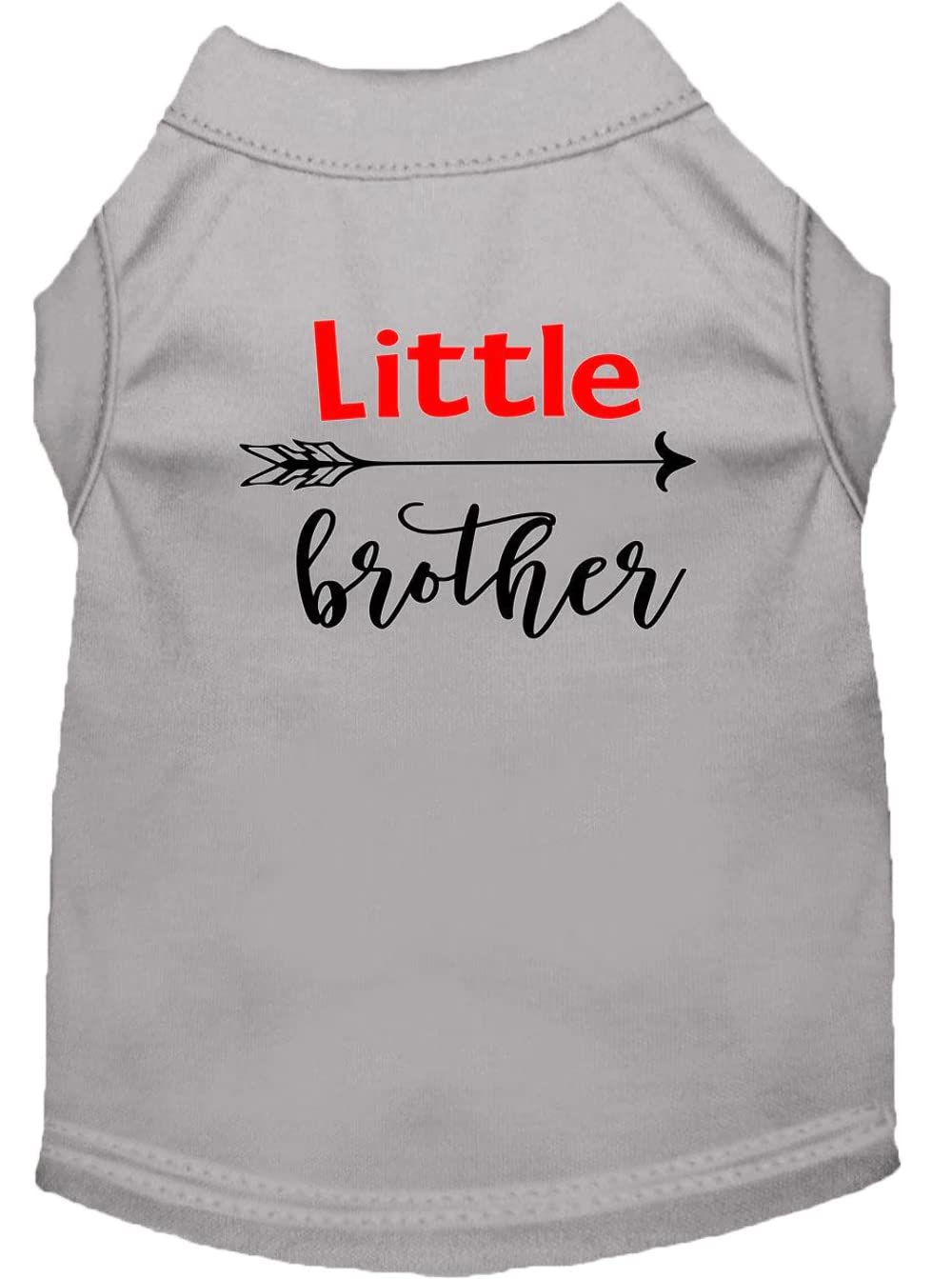 Pet Dog & Cat Shirt Screen Printed, "Little Brother" Gray MD (6-10 lbs.)