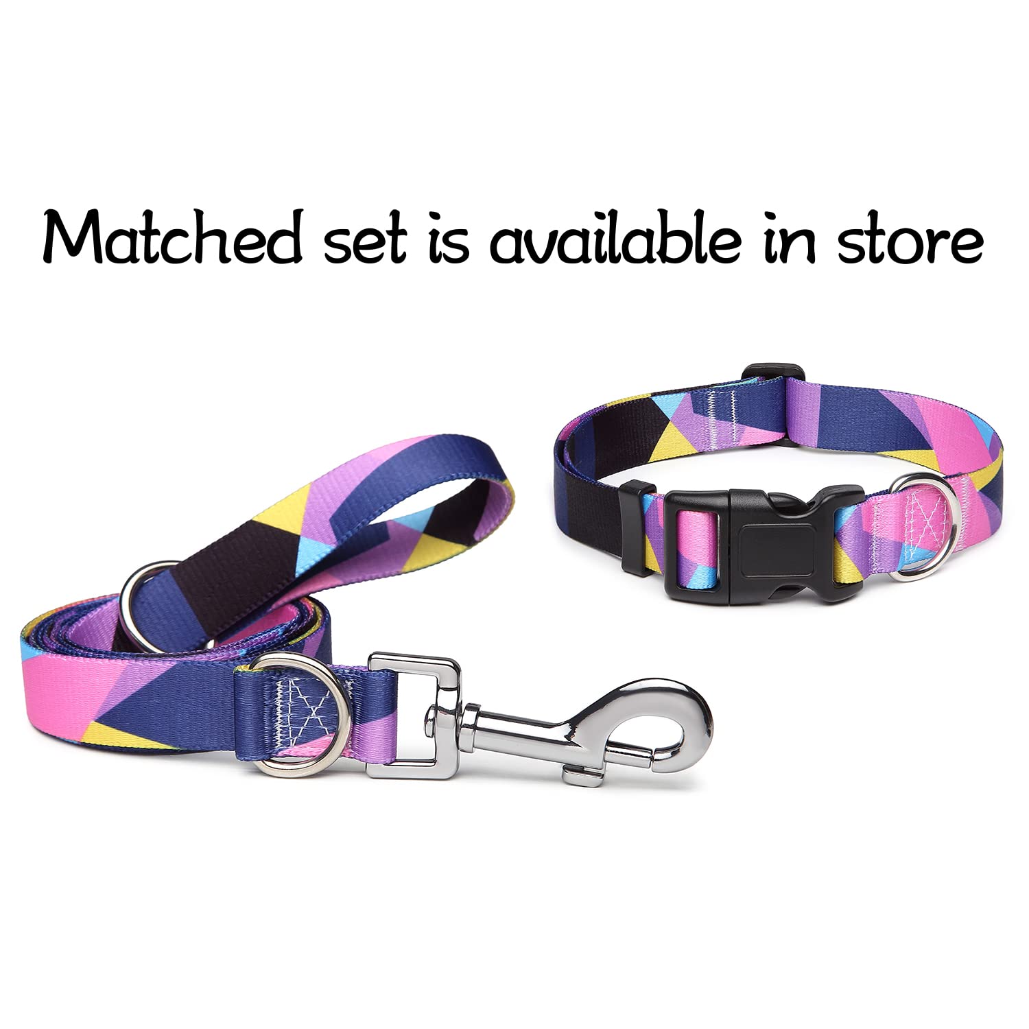 Suredoo Adjustable Dog Collar With Patterns, Ultra Comfy Soft Nylon Breathable Pet Collar For Small Medium Large Dogs (S, Purple Geometry)