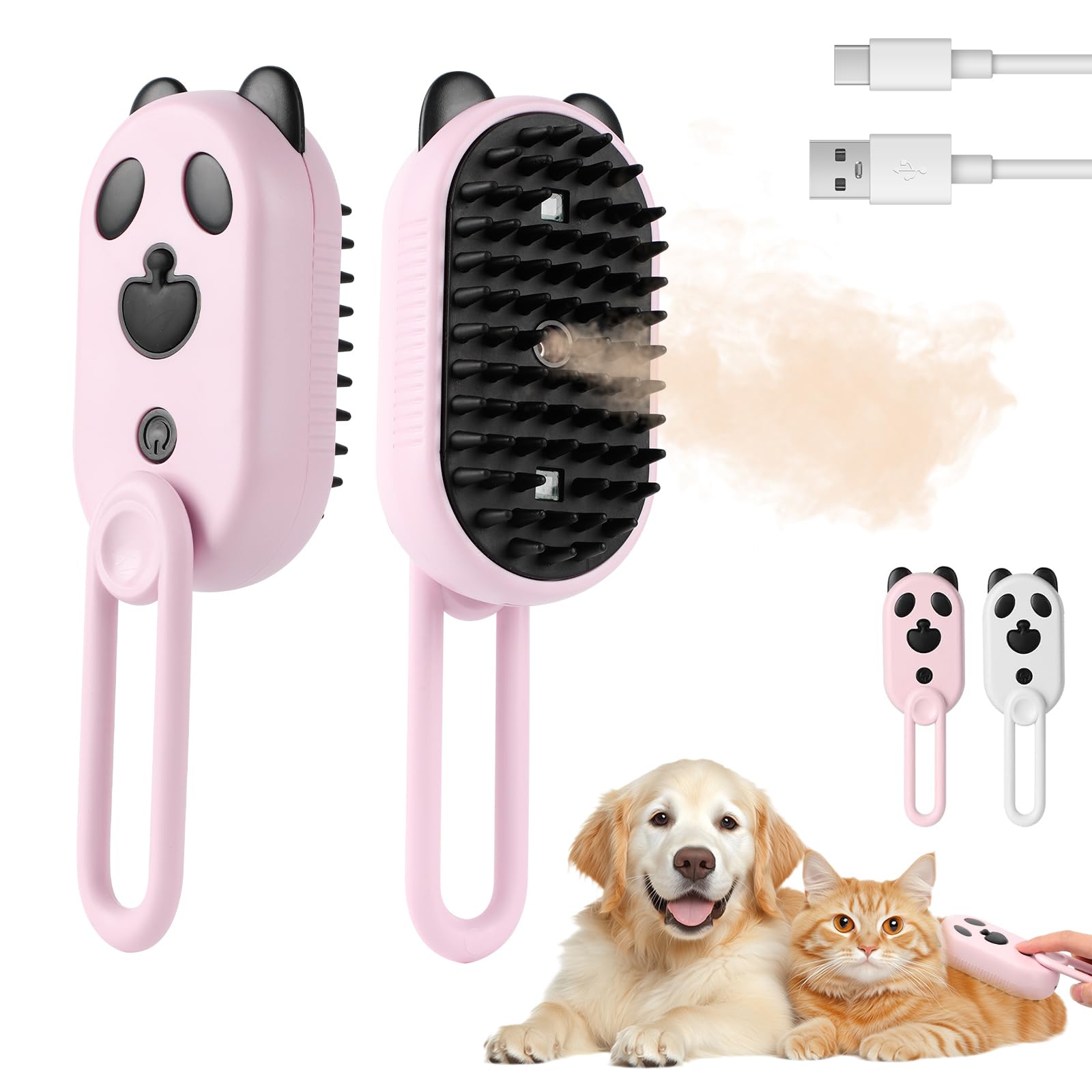2025-New Cat Steam Brush For Shedding, 4 In 1 Brushs With Foldable Handle, Steam Brushs For Cats,Water Brush For Cat, Pet Spray 