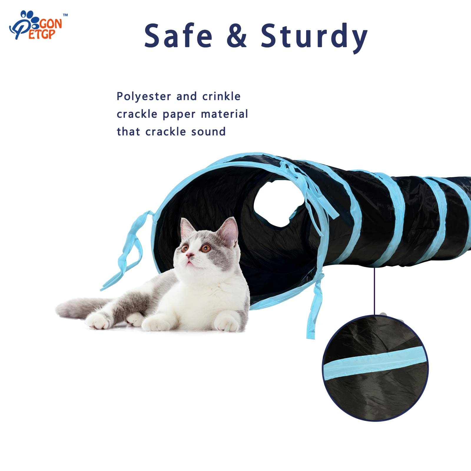 Gonpetgp Cat Tunnels For Indoor Cats With Cube Tent Toys Combo, Pop Up Collapsible Crinkle Interactive Peek Hole, Cat Tube With Play Ball And Bell For Kitten, Puppy, Kitty, Rabbit - Set Of 3