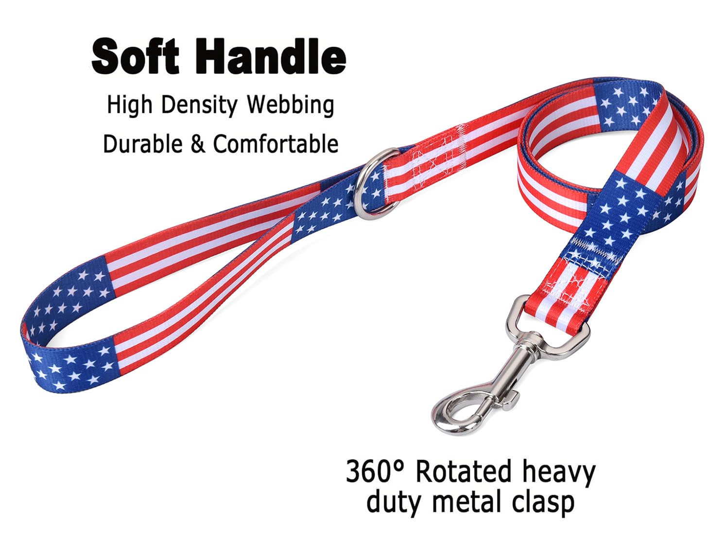 Mihqy American Flag Dog Collar And Leash Set- Patriotic, Us Flag Pattern, Star & Stripes, Fourth Of July Dog Collar, Adjustable For Small Medium Large Dogs(Classic Us Set,M)