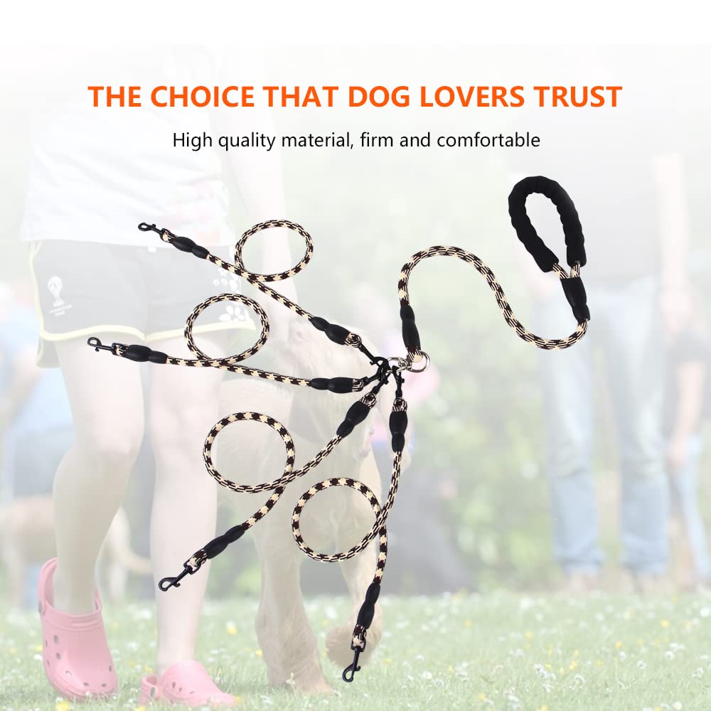 Four Dog Leash,Comfortable Four Dog Leash With Reflective,360 Swivel No Tangle 4 Dog Training Leash,For Large Medium Small Dogs