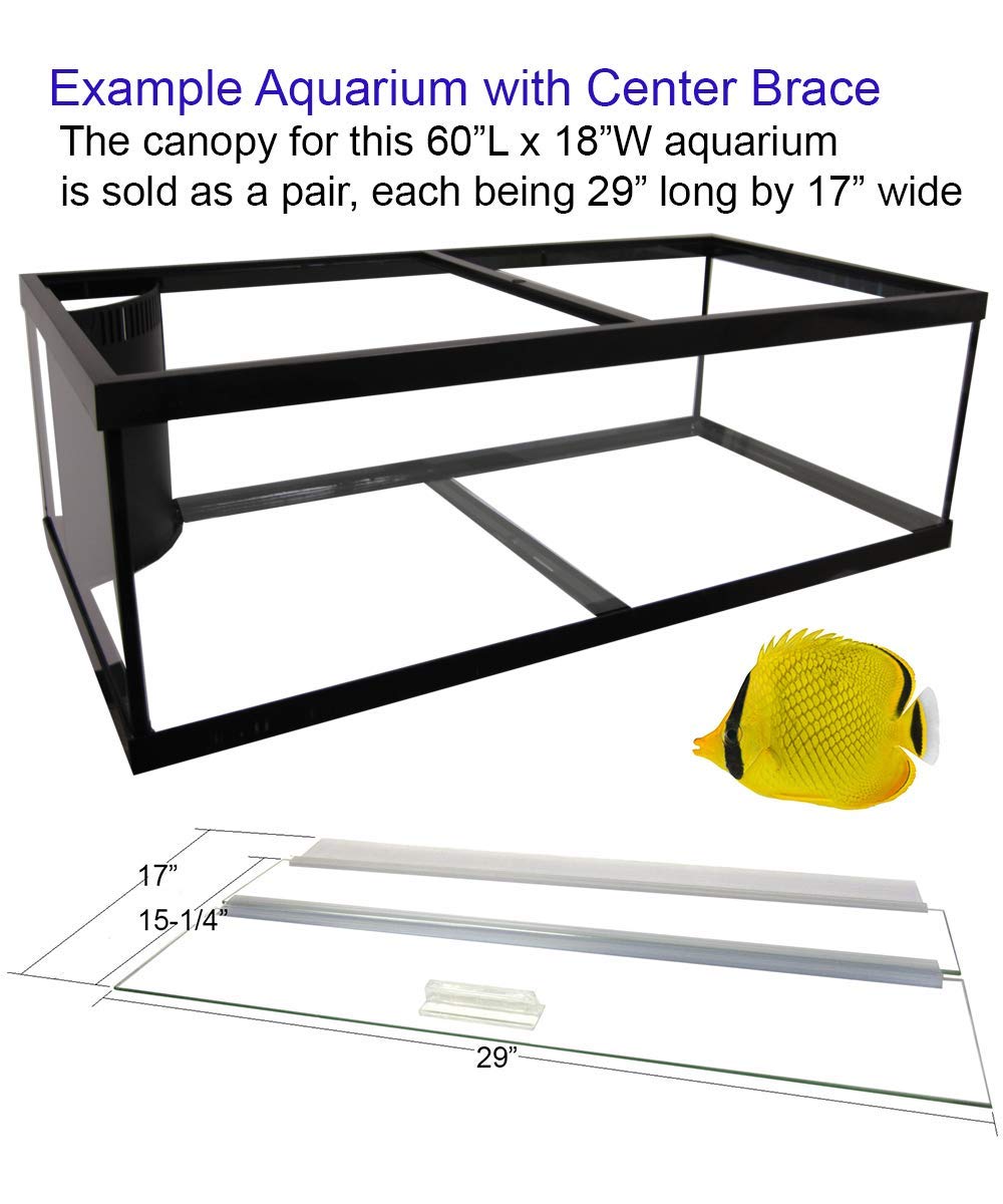 Glass Canopy Set For 85 Gallon Long, 120 Gallon Extra High, And 100 Gallon Aquariums By Aquarium Masters, Am36018, For 60'' Long