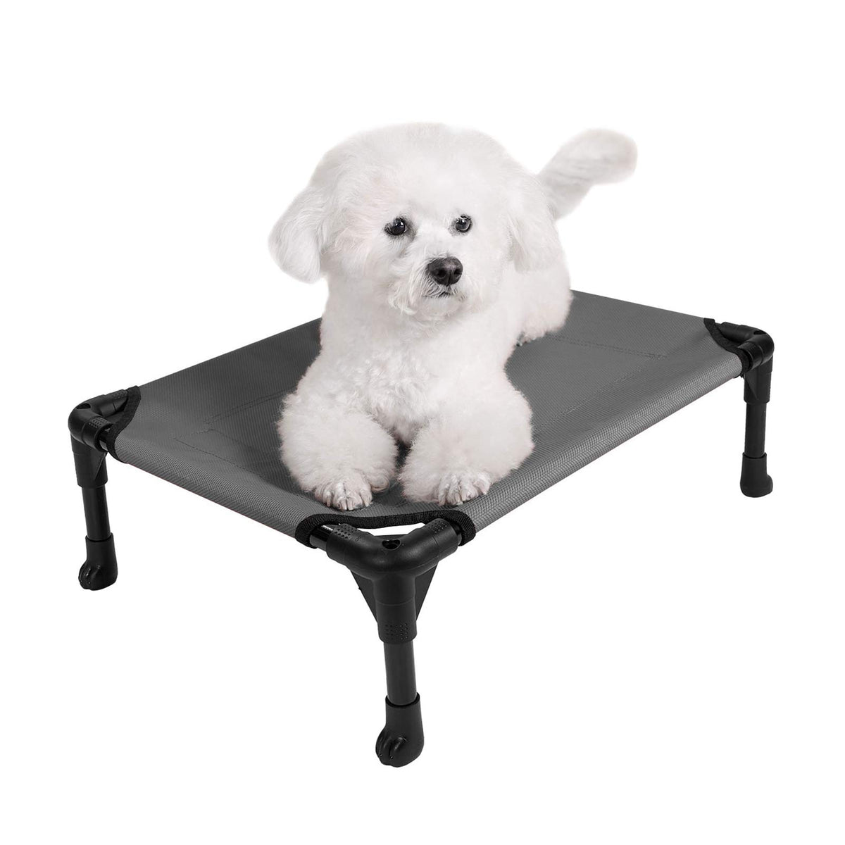 Veehoo Cooling Elevated Dog Bed, Portable Raised Pet Cot With Washable & Breathable Mesh, No-Slip Feet Durable Dog Cots Bed For Indoor & Outdoor Use, Small, Silver Gray