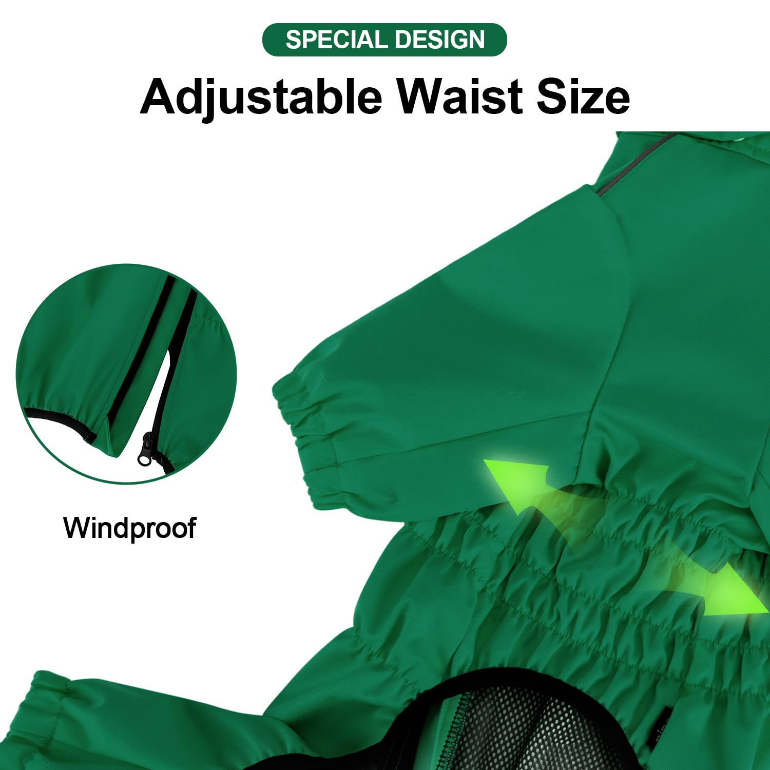 Pina Dog Raincoat & Jacket With Hood & Leash Hole, Lightweight Dog Poncho With Reflective Strap & Pocket For Wet Weather, Full W