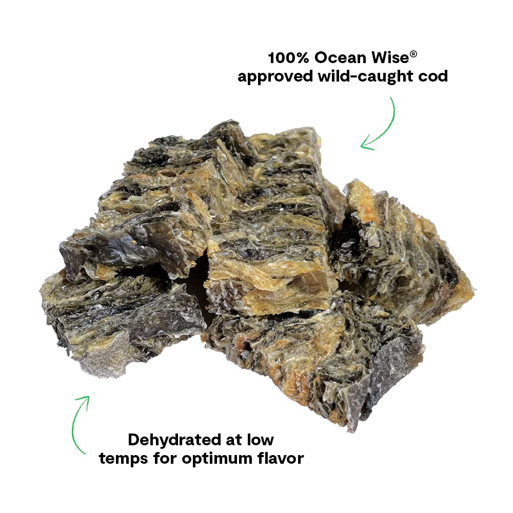 Open Farm Dehydrated Cod Skin Grain-Free Dog Treats, One-Ingredient Gently Cooked Pacific Fish Recipe with No Artificial Flavors