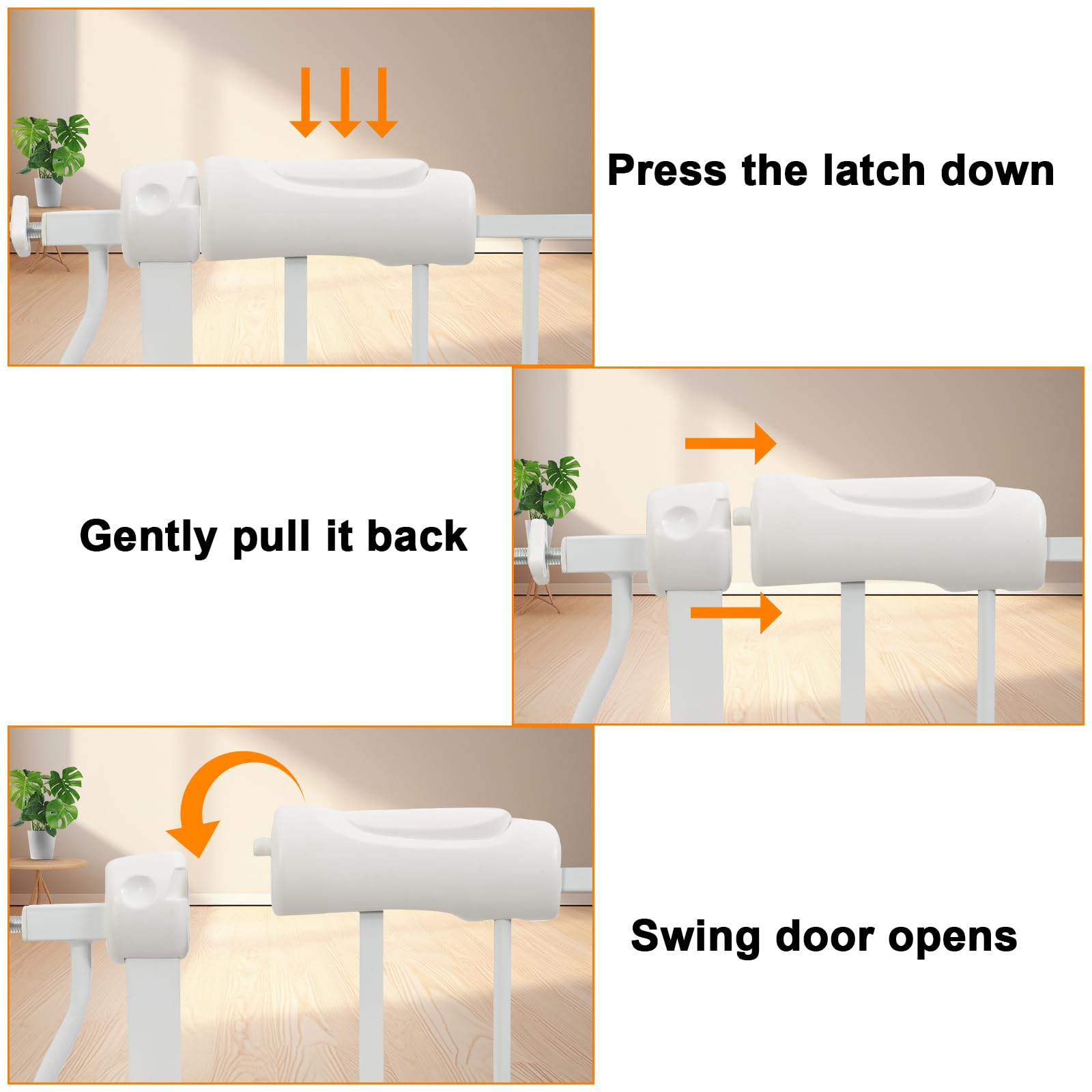 HOOOEN Extra Wide Baby Gate Extra Tall Dog Gate for Stairs Doorways White Metal Tension Child Pet Safety Gates with Pressure Mou