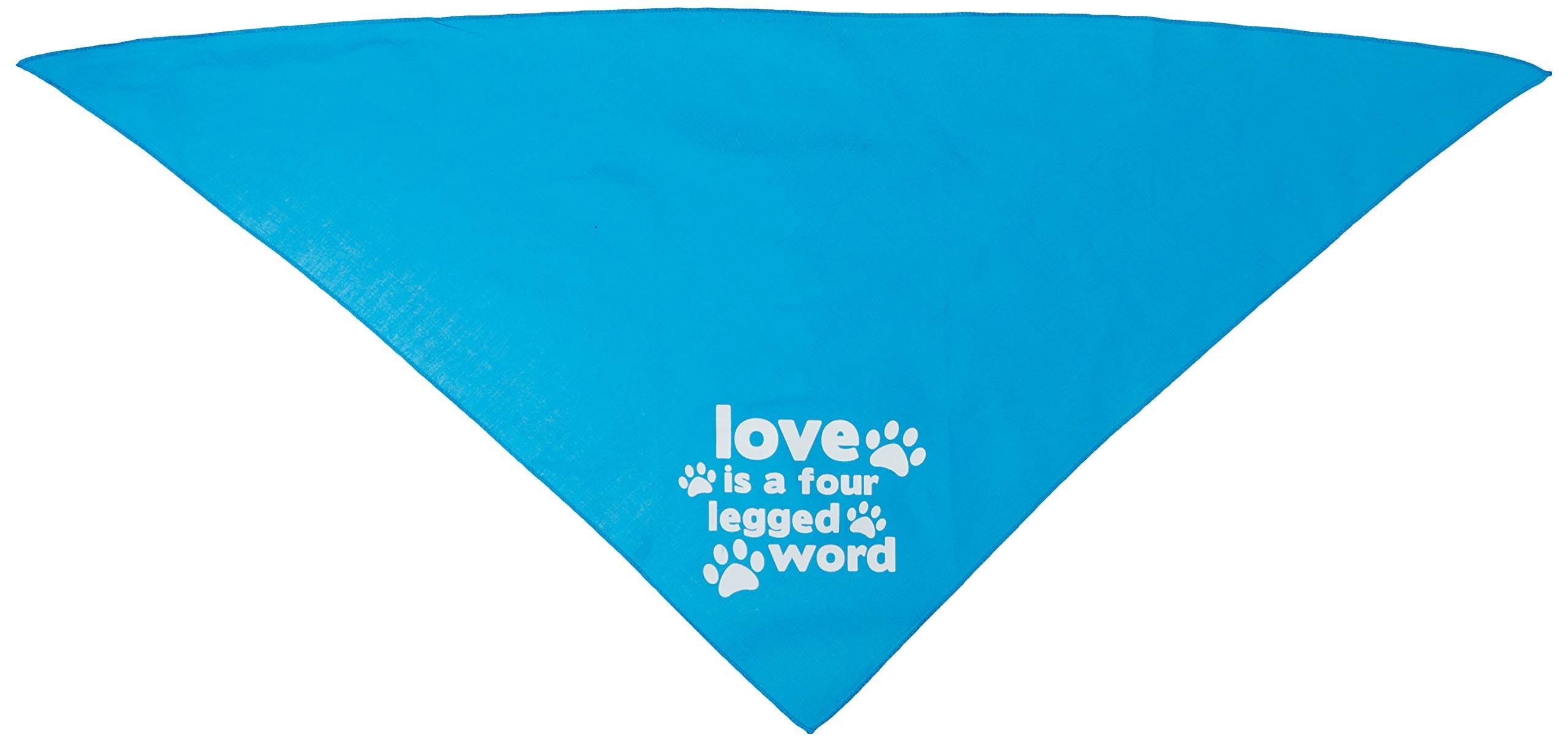 Mirage Pet Products Love is a 4 Leg Word Screen Print Bandana for Pets, Large, Turquoise