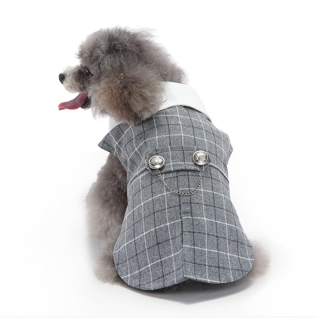 Doteyayp Puppy Tuxedo With Detachable Bowtie Prom Wedding Formal Wear Prince Costume For Small Dog (X-Large, Grey Plaid)
